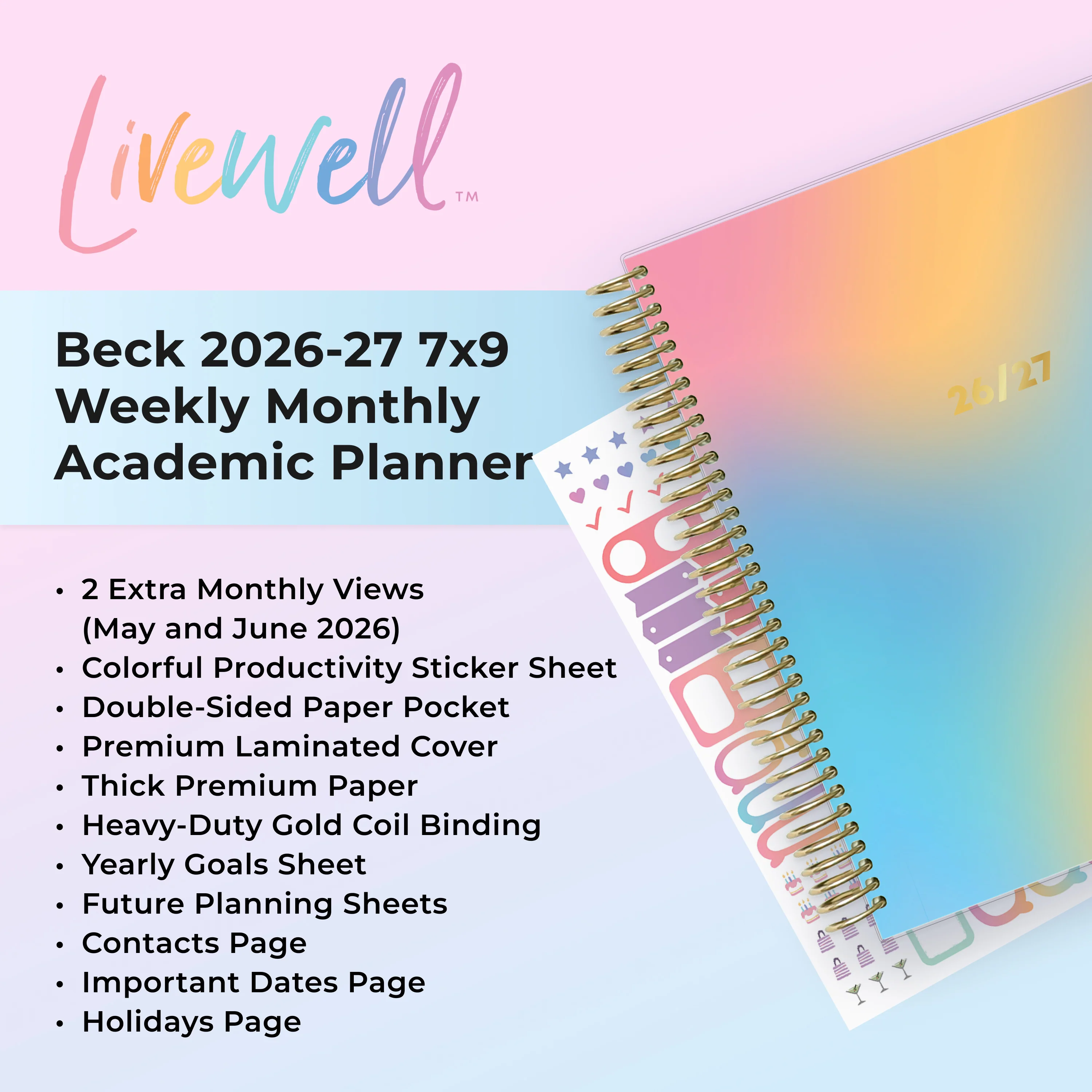 Beck 2026-2027 Weekly Monthly 7x9 LiveWell™ Planning Calendar - Image 5