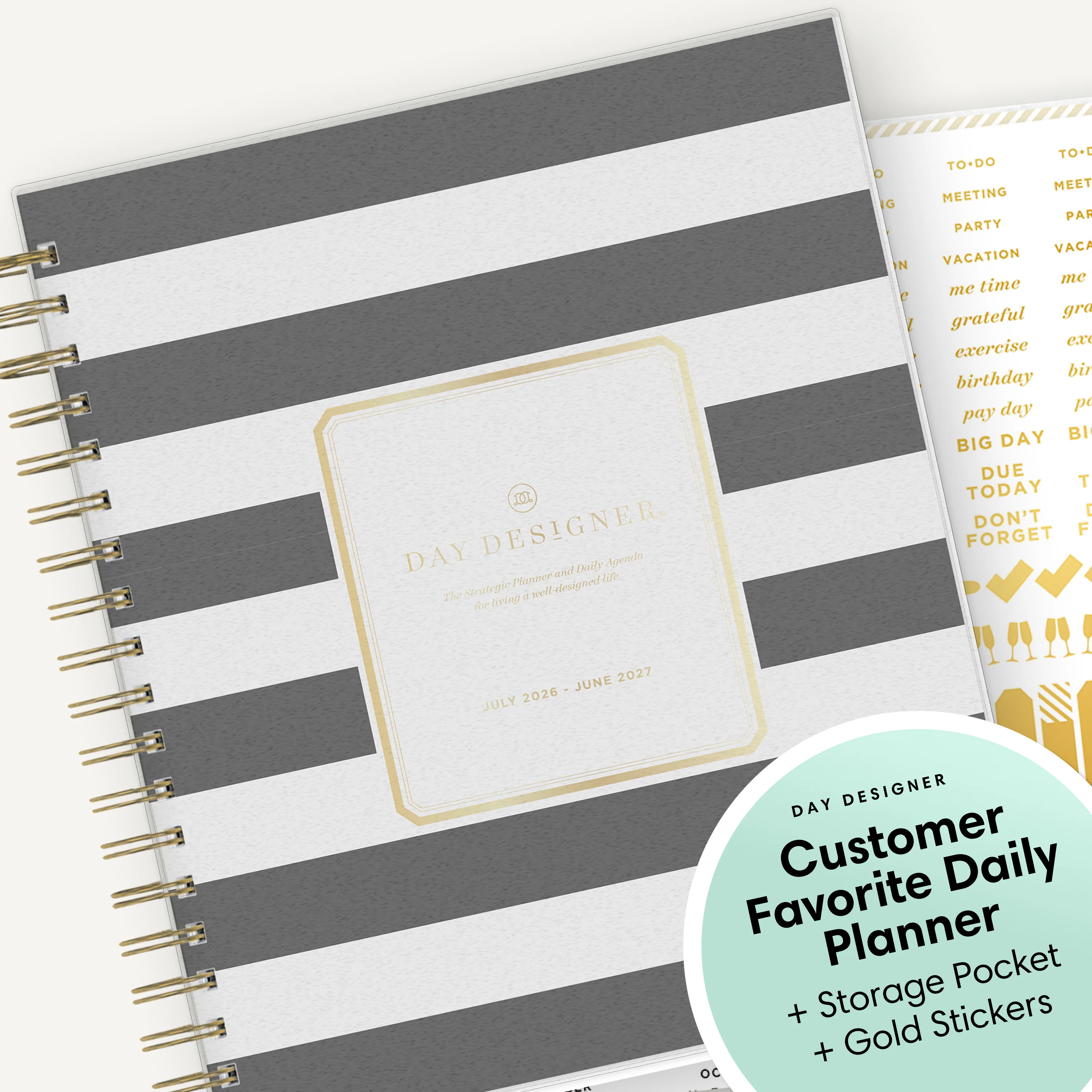 Rugby Stripe 2026-2027 Daily Monthly 8x10 Day Designer for Blue Sky Planning Calendar - Image 8
