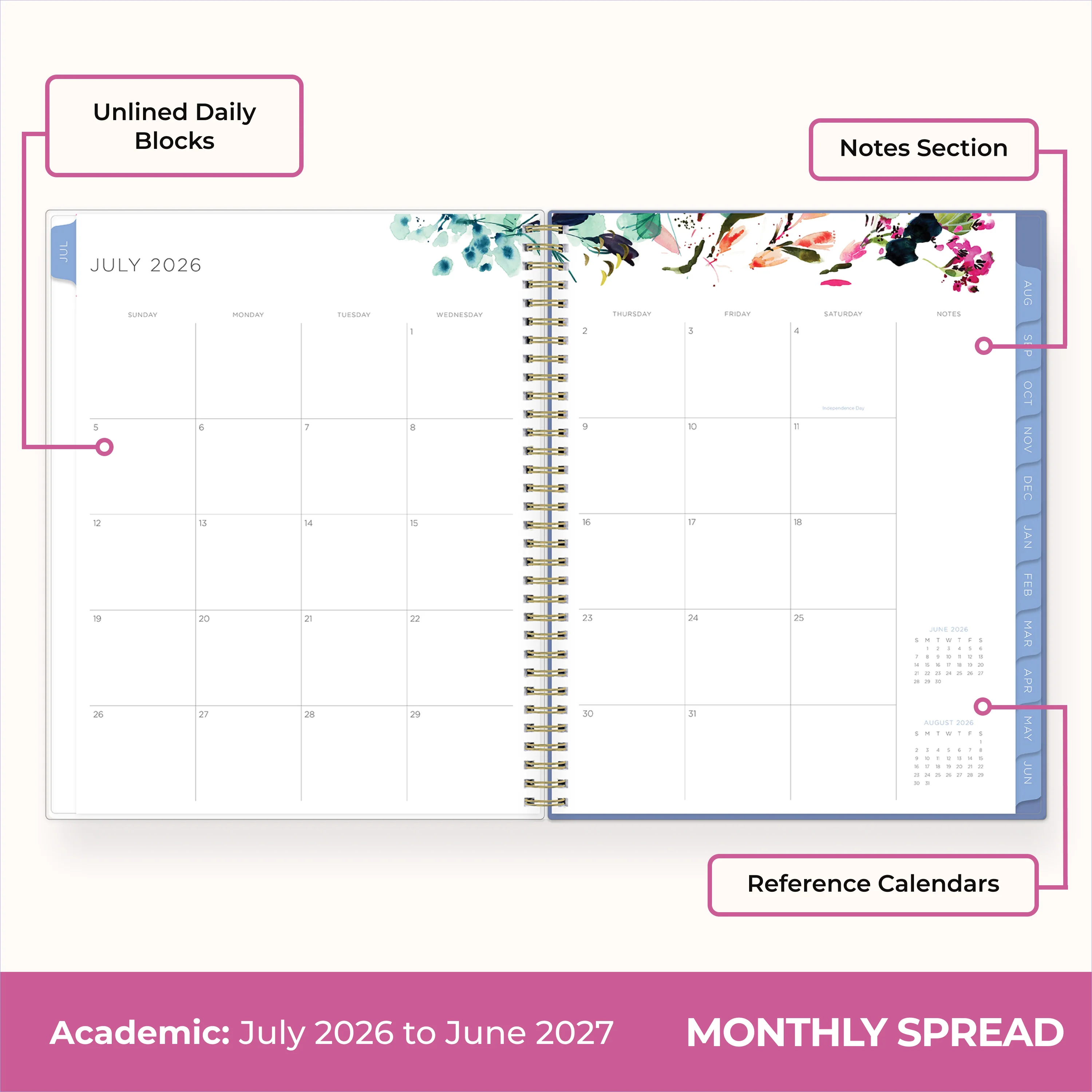 Blooming 2026-2027 Weekly 8.5x11 Academic Student Planner by Kelly Ventura - Image 4