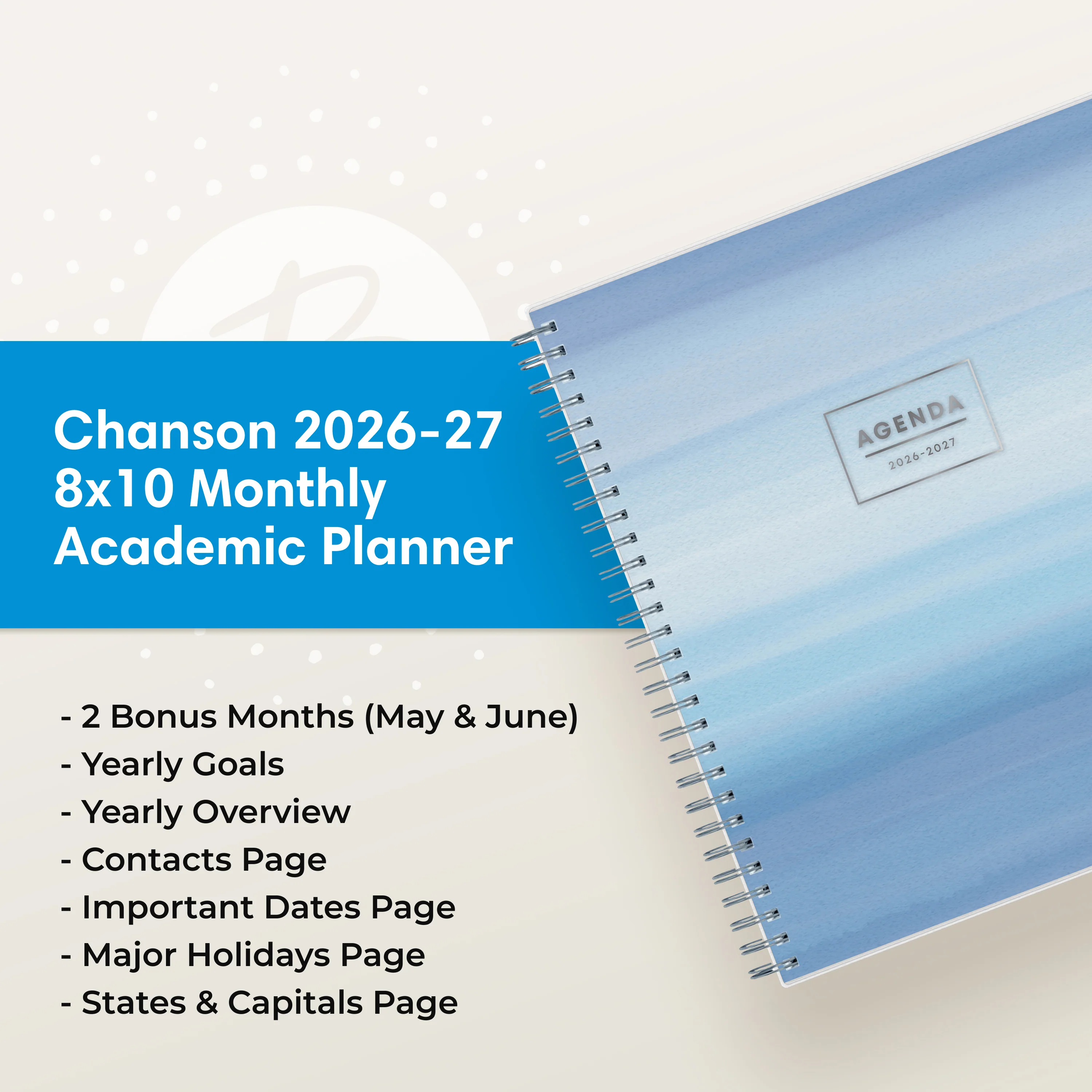 Chanson 2026-2027 Monthly 8x10 Planning Calendar - Image 4