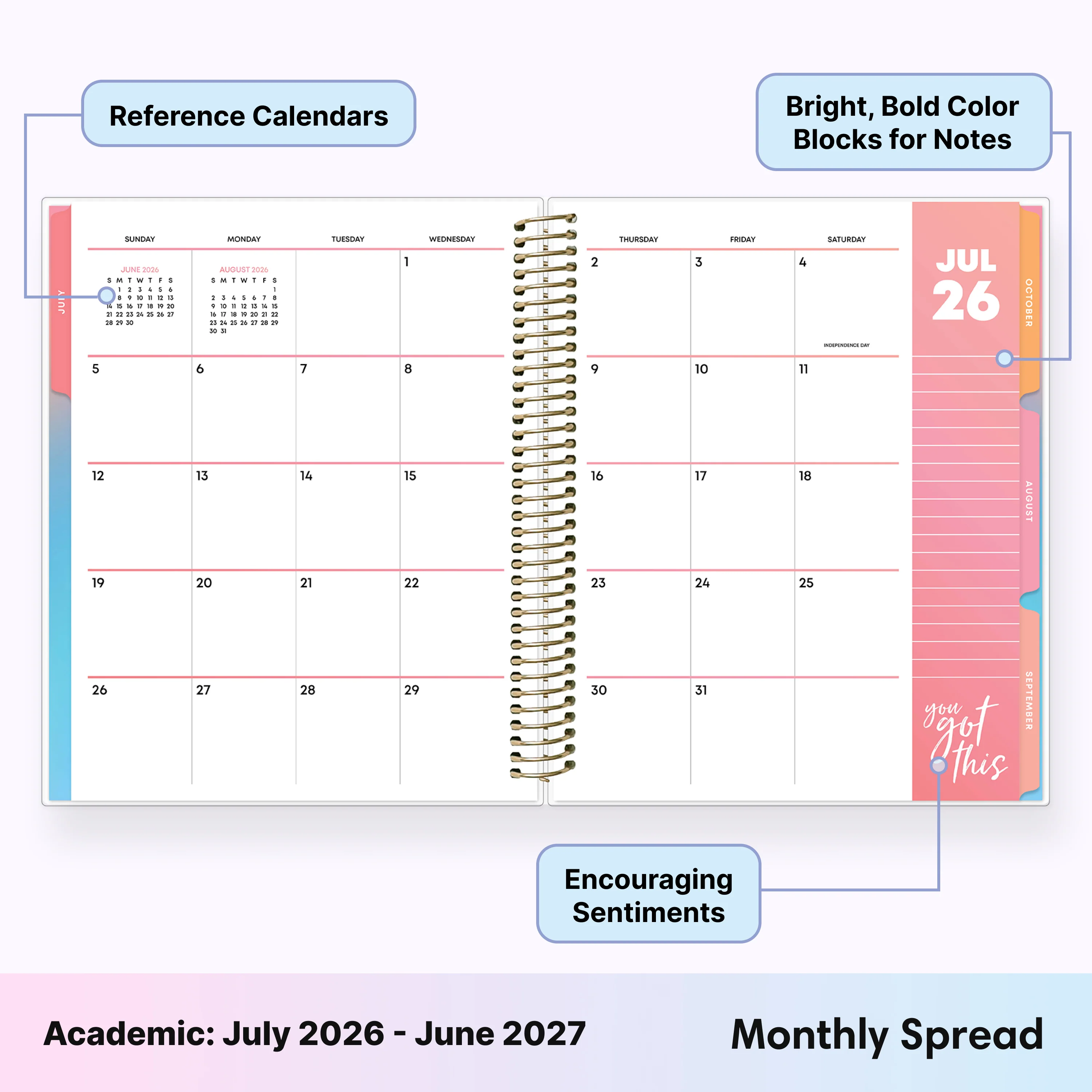 Charmie 2026-2027 Weekly Monthly 7x9 LiveWell™ Planning Calendar - Image 4