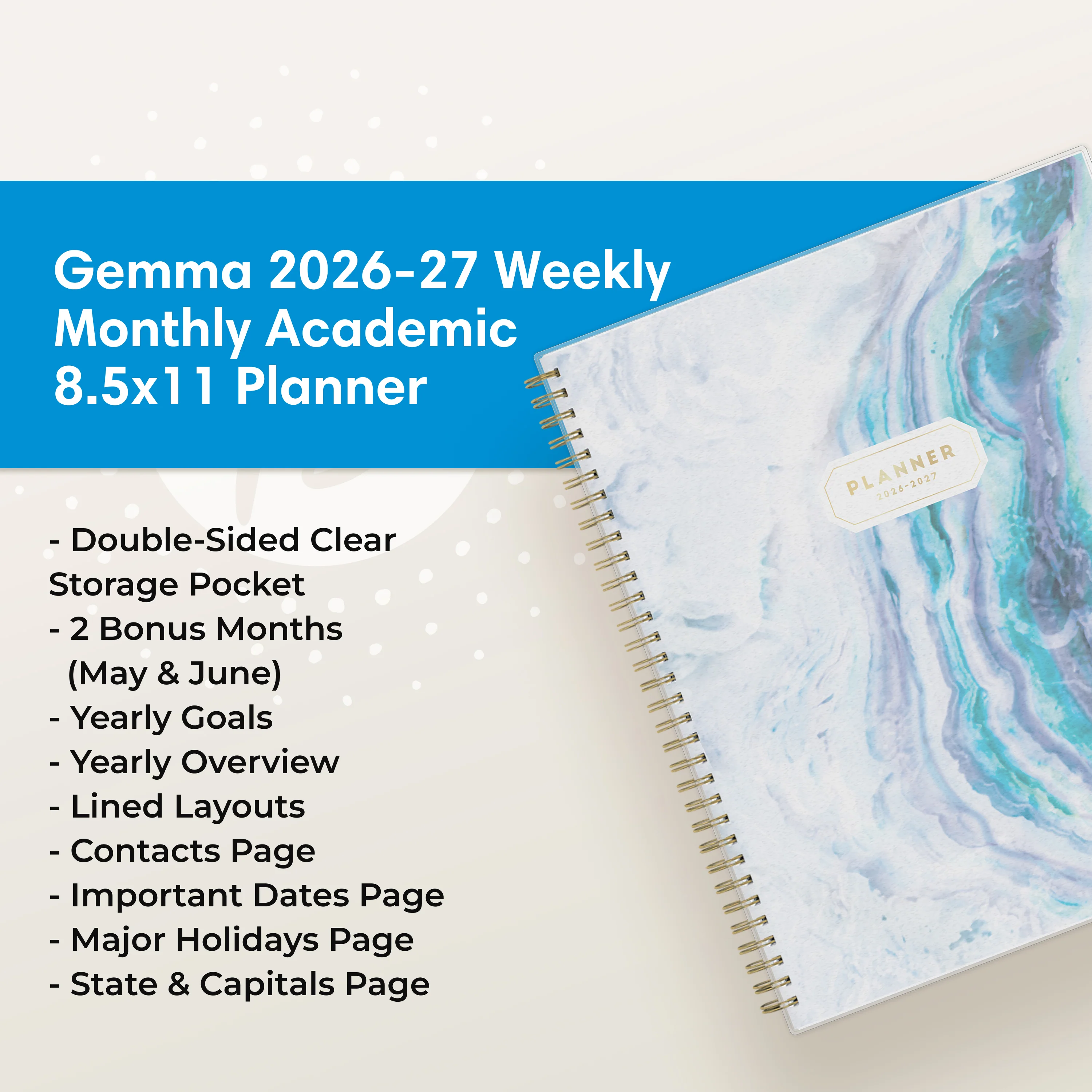 Gemma 2026-2027 Weekly Monthly 8.5x11 Planning Calendar - Image 5