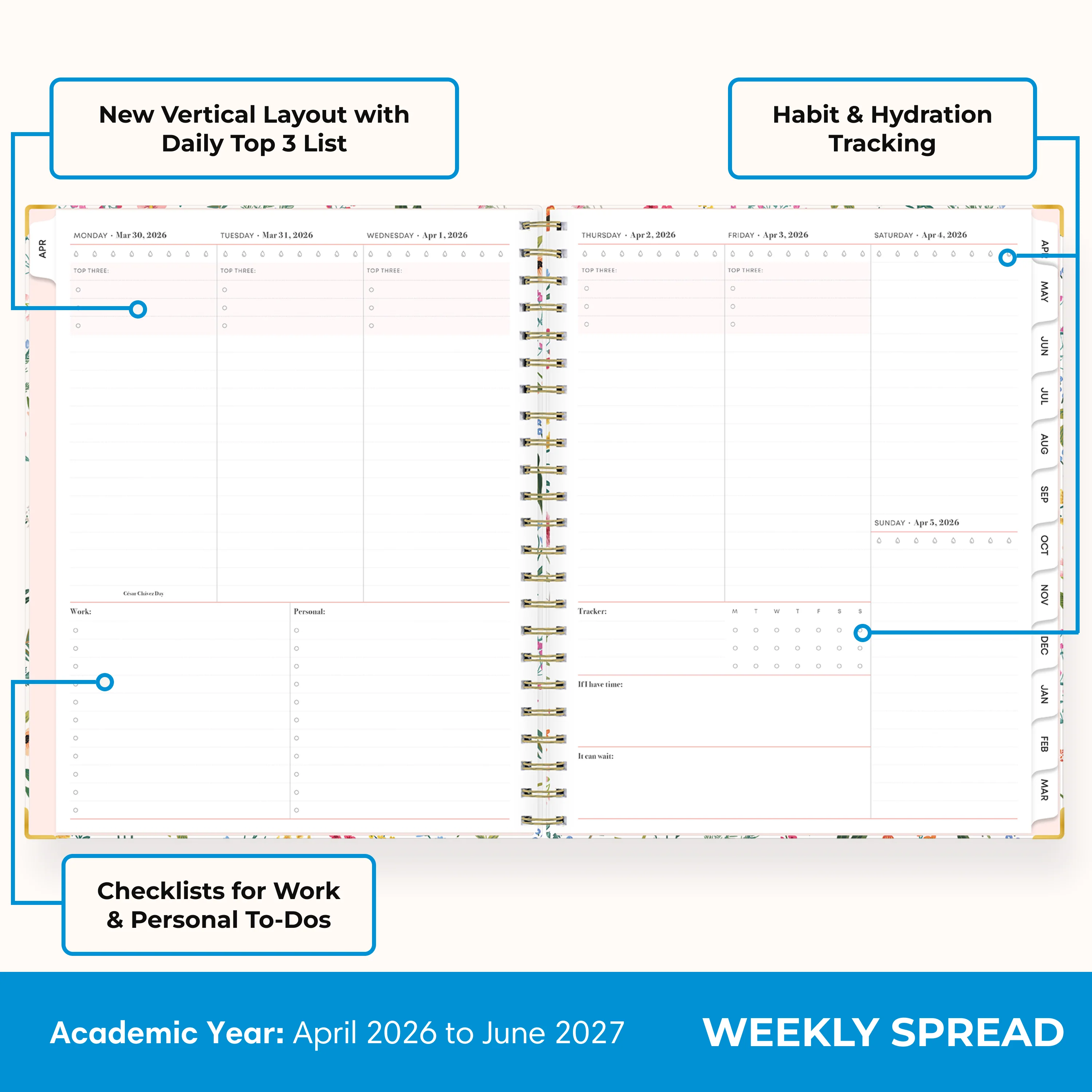 Londonberry 2026-2027 Weekly Monthly 8.5x11 Planning Calendar 15-Months Hardcover - Image 3