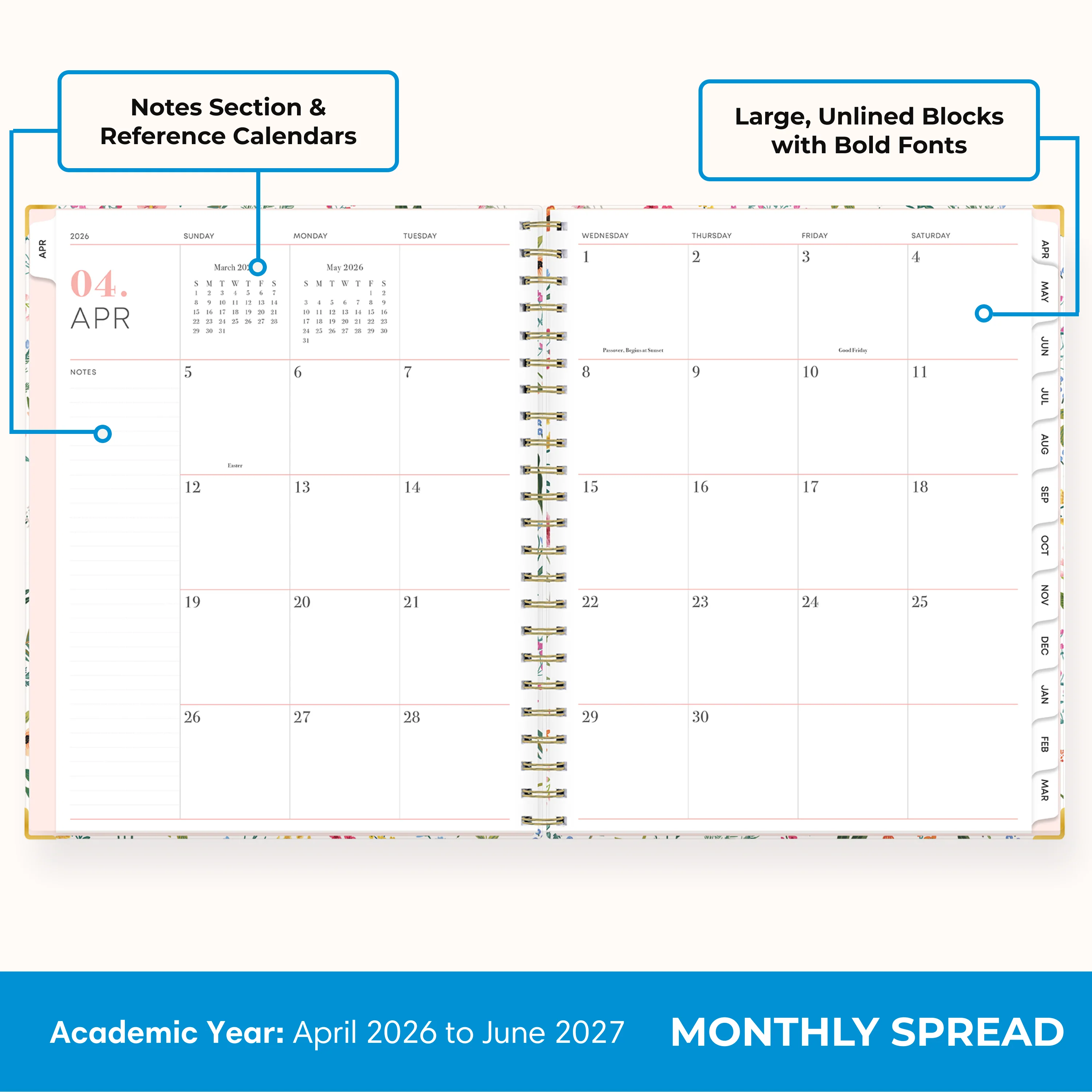 Londonberry 2026-2027 Weekly Monthly 8.5x11 Planning Calendar 15-Months Hardcover - Image 4
