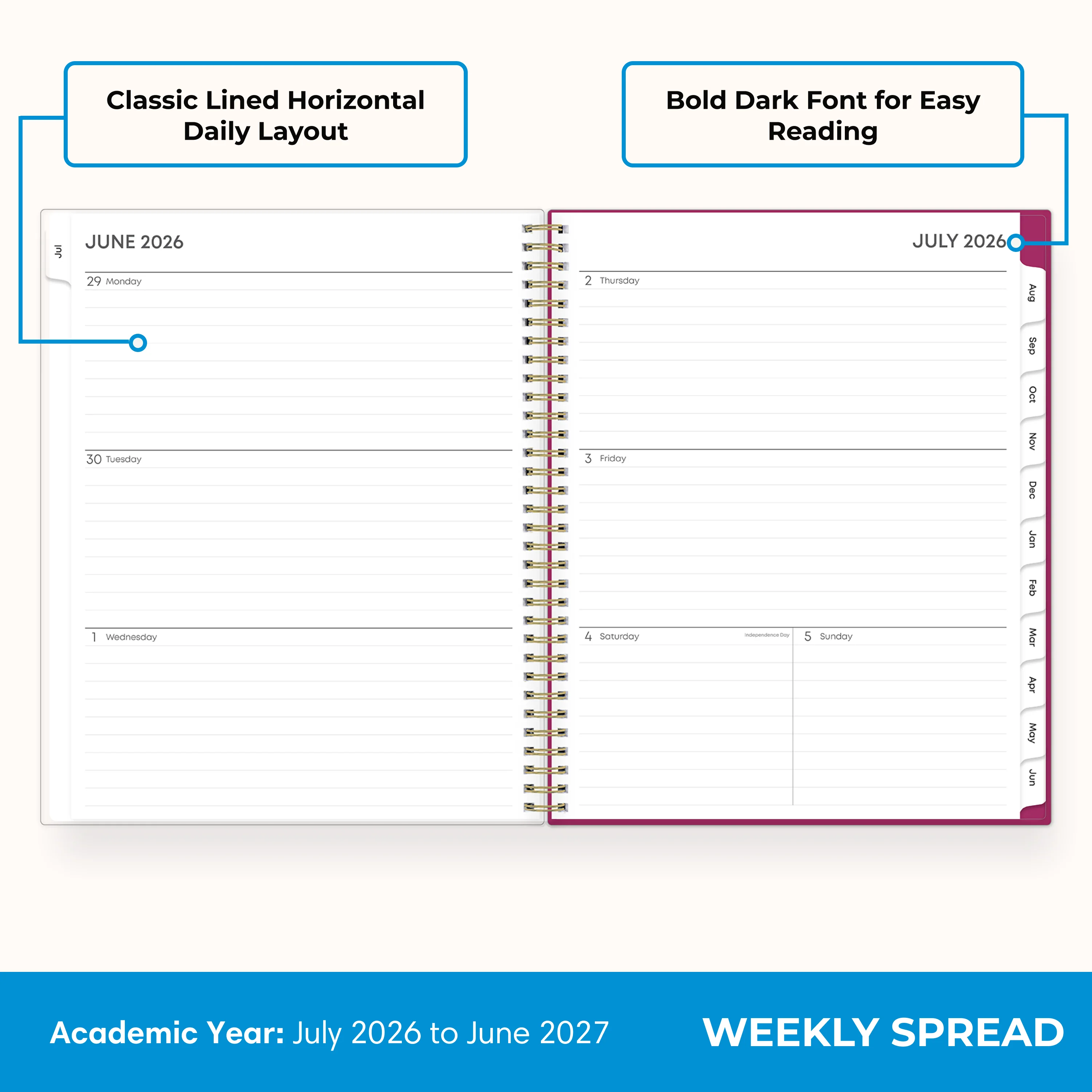 Mahalo 2026-2027 Weekly Monthly 8.5x11 Planning Calendar - Image 3