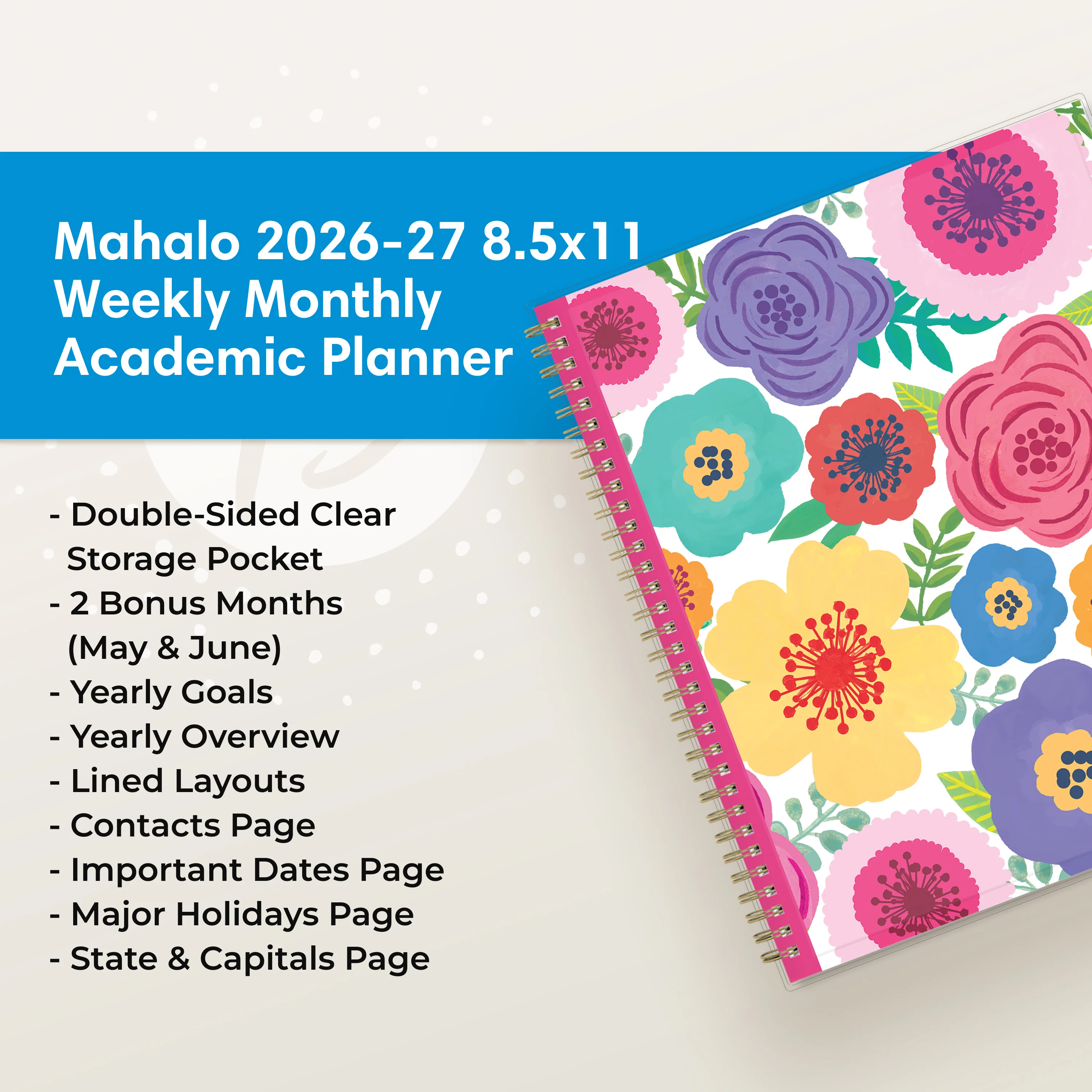 Mahalo 2026-2027 Weekly Monthly 8.5x11 Planning Calendar - Image 5