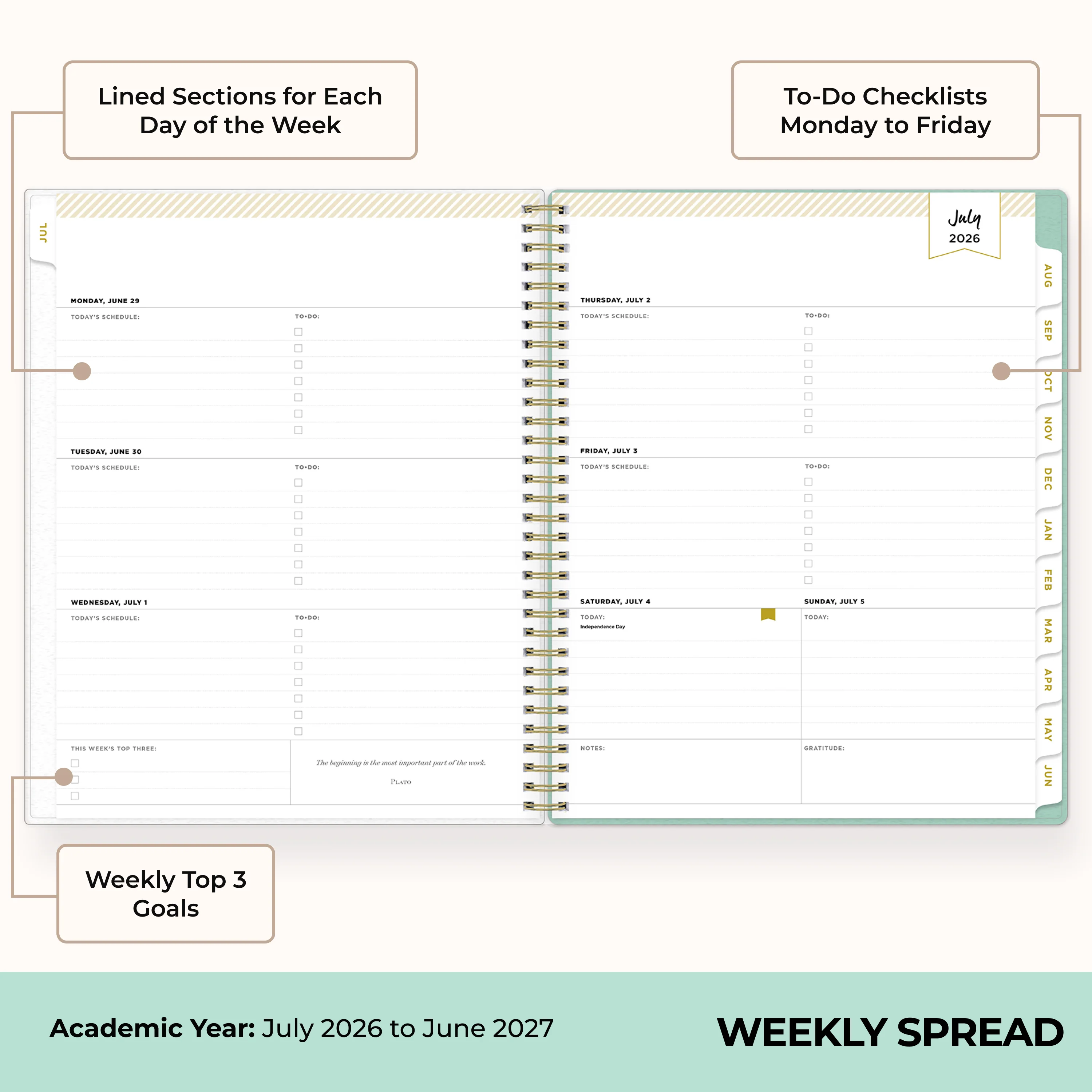 Palms 2026-2027 Weekly Monthly 8.5x11 Day Designer for Blue Sky Planning Calendar - Image 3