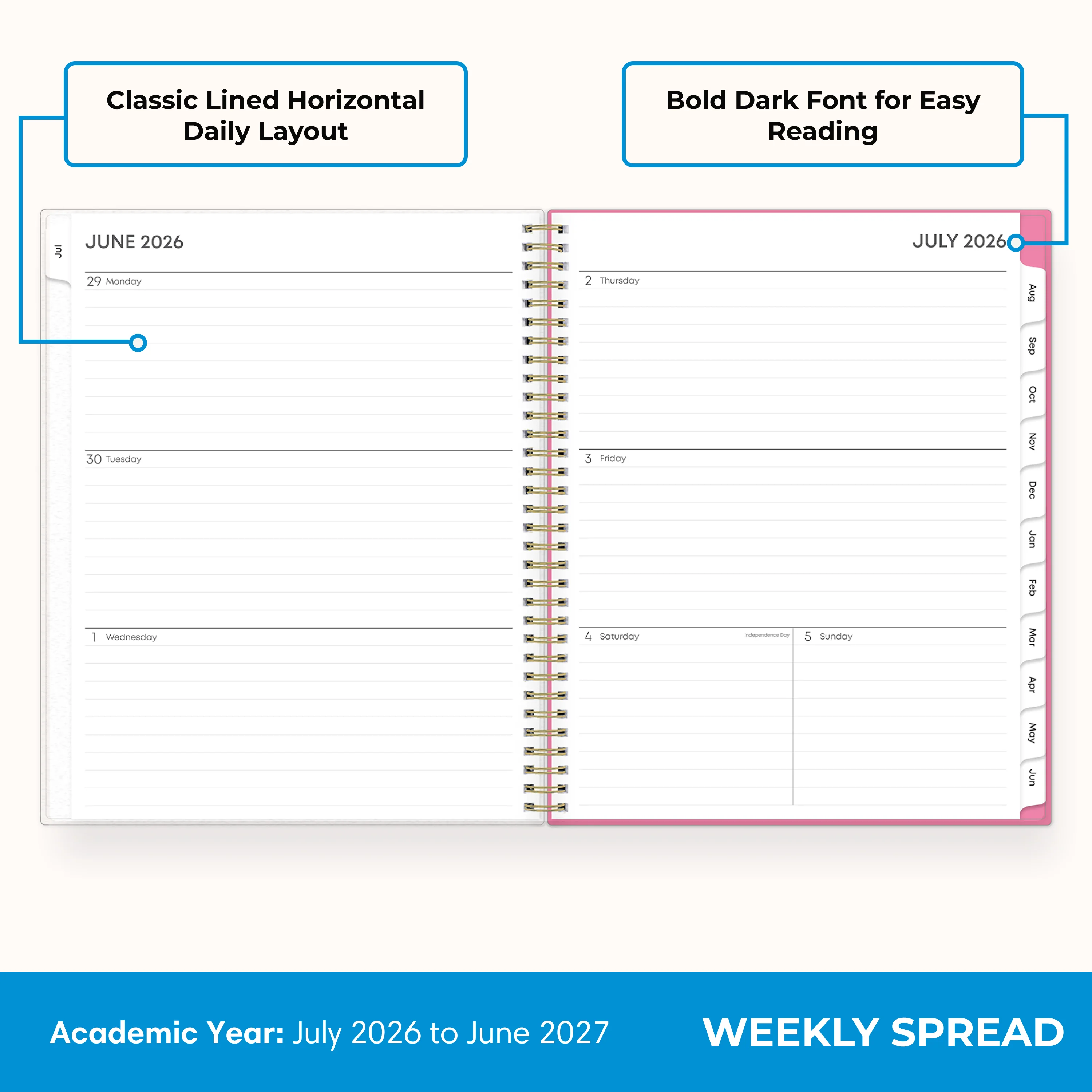 Roosevelt 2026-2027 Weekly Monthly 8.5x11 Planning Calendar - Image 3