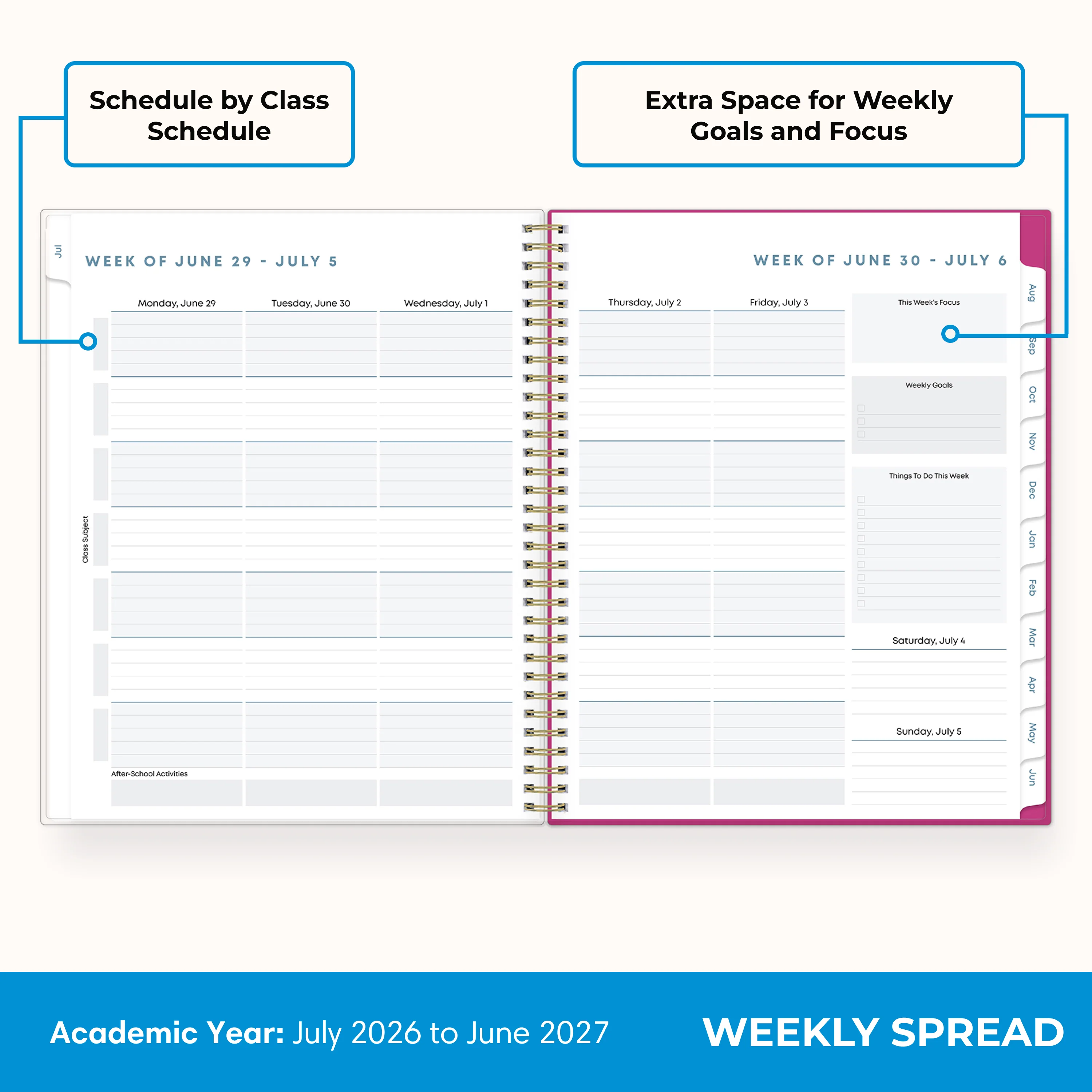 Star Confetti 2026-2027 Weekly 8.5x11 Student Planning Calendar - Image 3