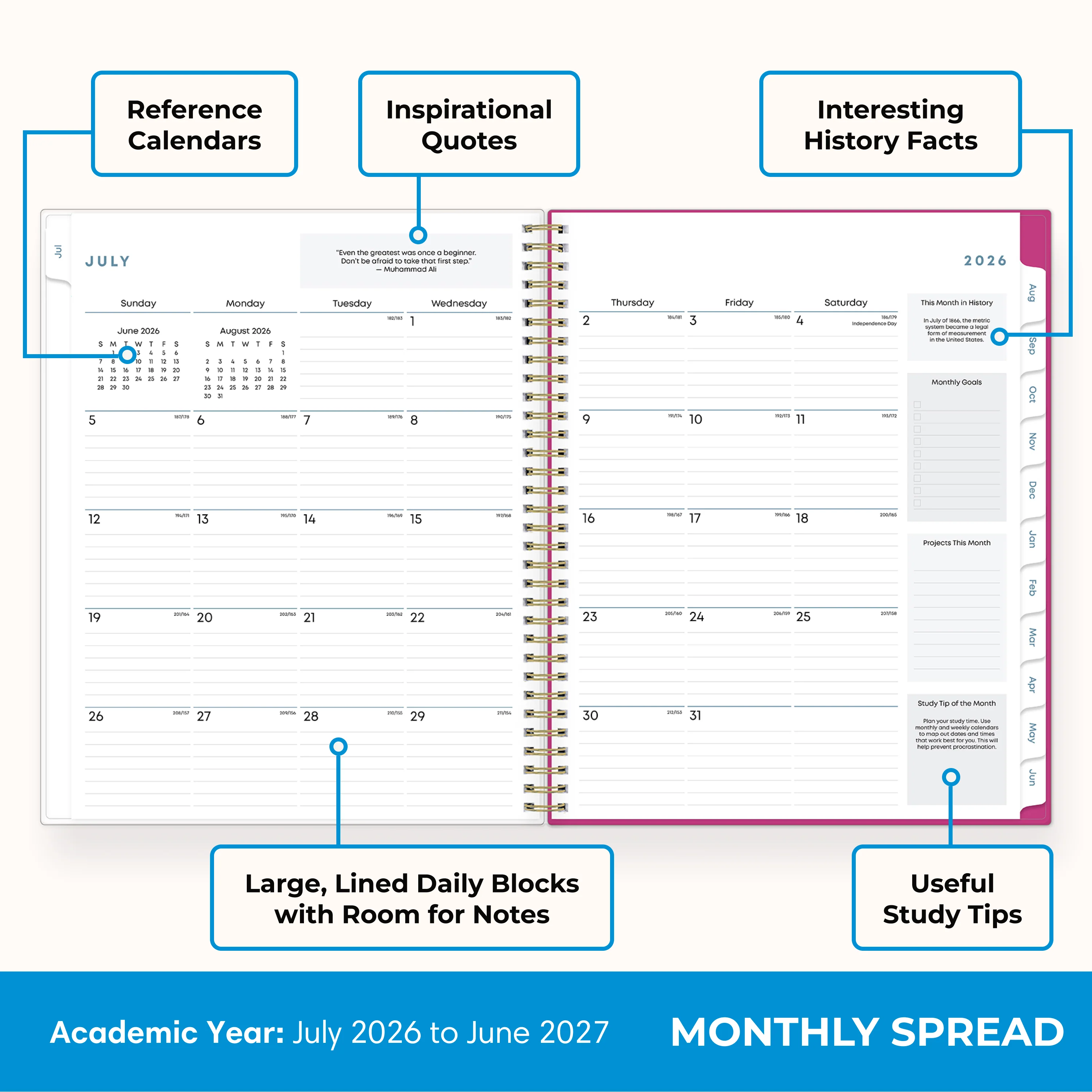 Star Confetti 2026-2027 Weekly 8.5x11 Student Planning Calendar - Image 4