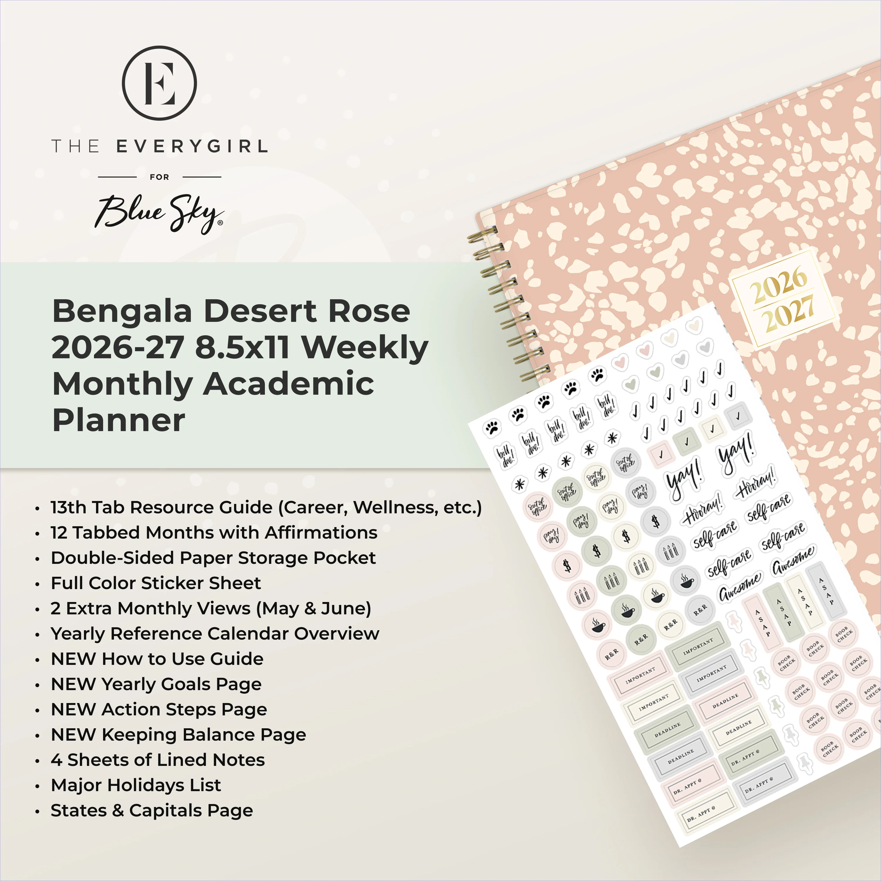 Bengala Desert Rose 2026-2027 Weekly 8.5x11 Planning Calendar - The Everygirl - Image 5