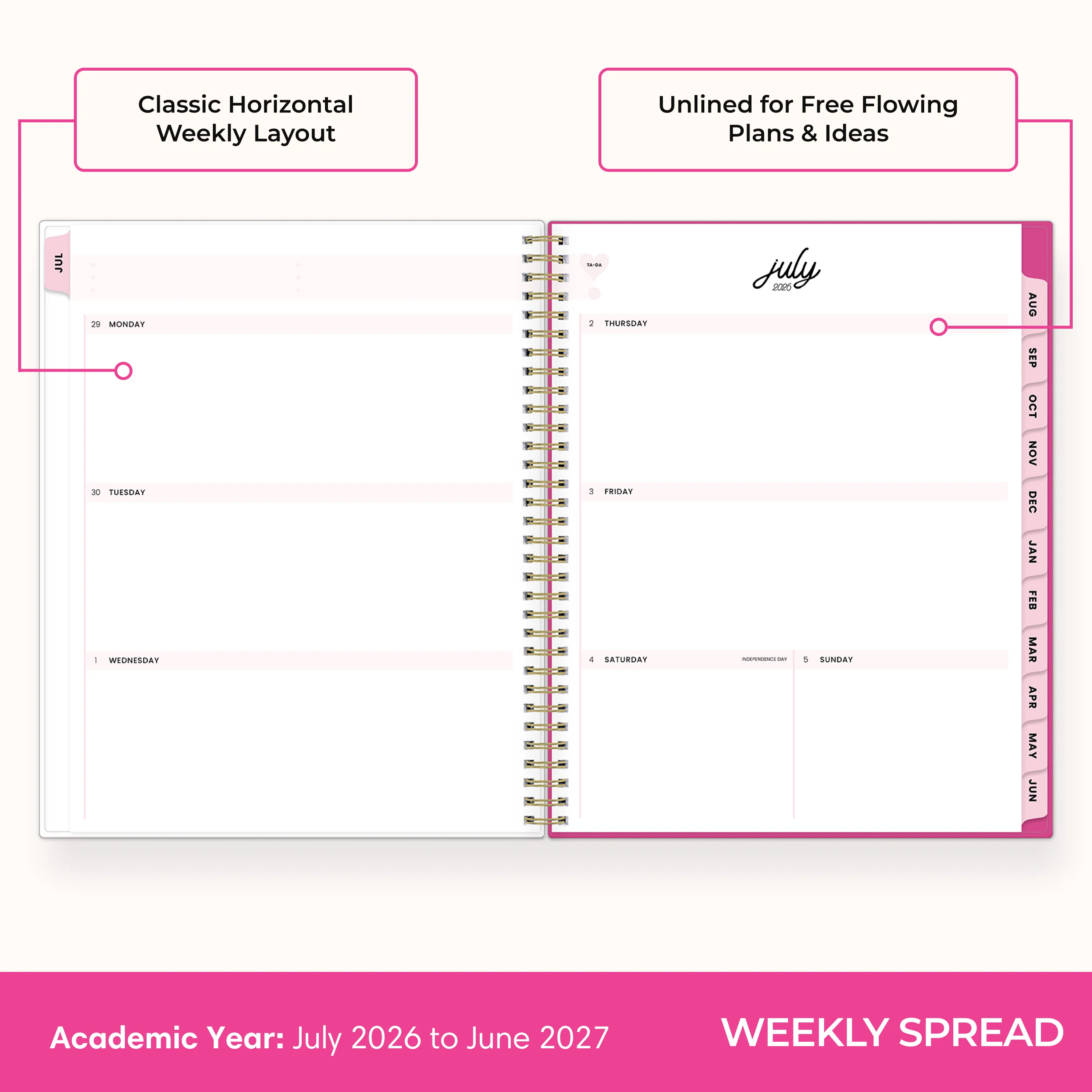 Bloom Pink 2026-2027 Weekly 8.5x11 Planning Calendar - Color Me Courtney for Blue Sky - Image 3