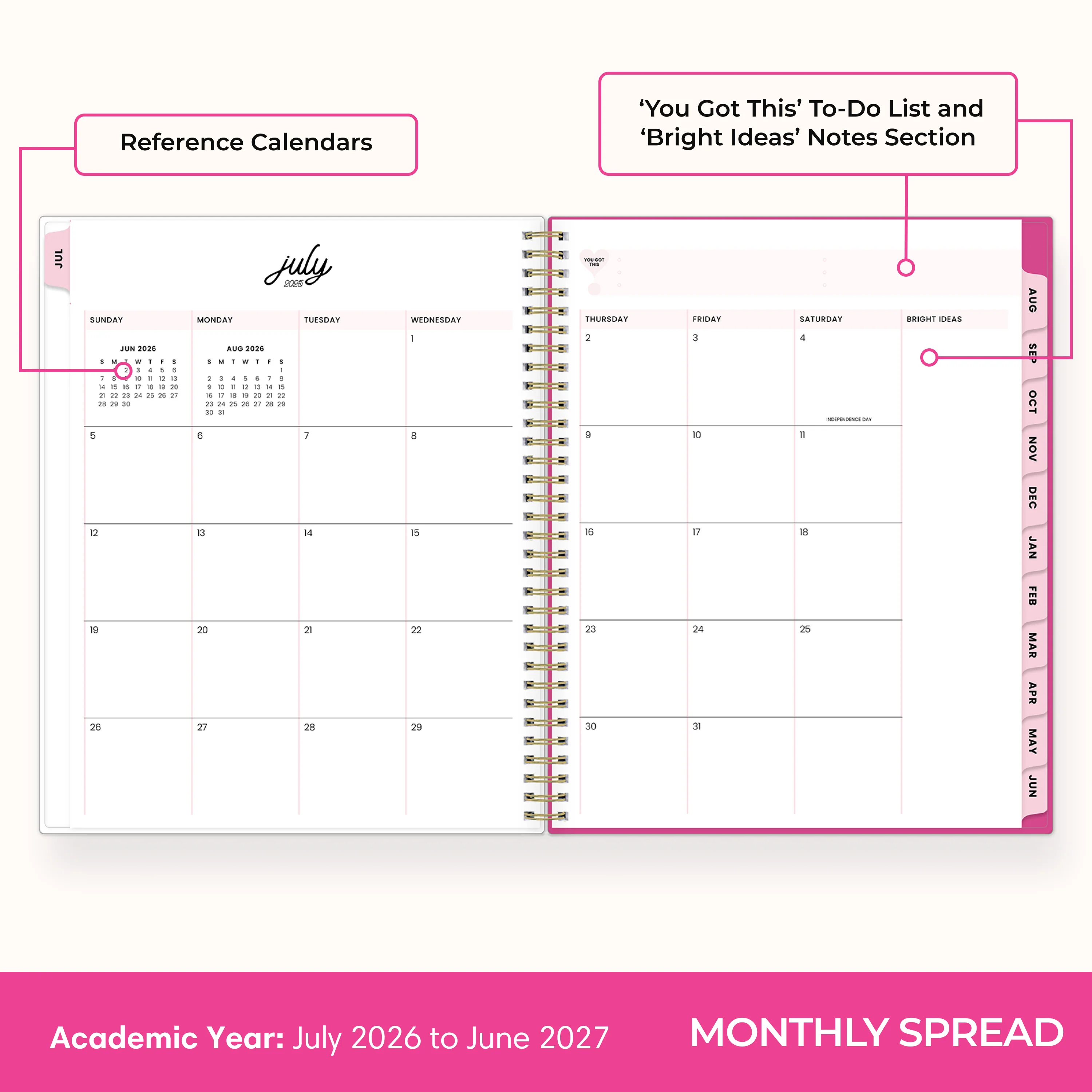 Bloom Pink 2026-2027 Weekly 8.5x11 Planning Calendar - Color Me Courtney for Blue Sky - Image 4