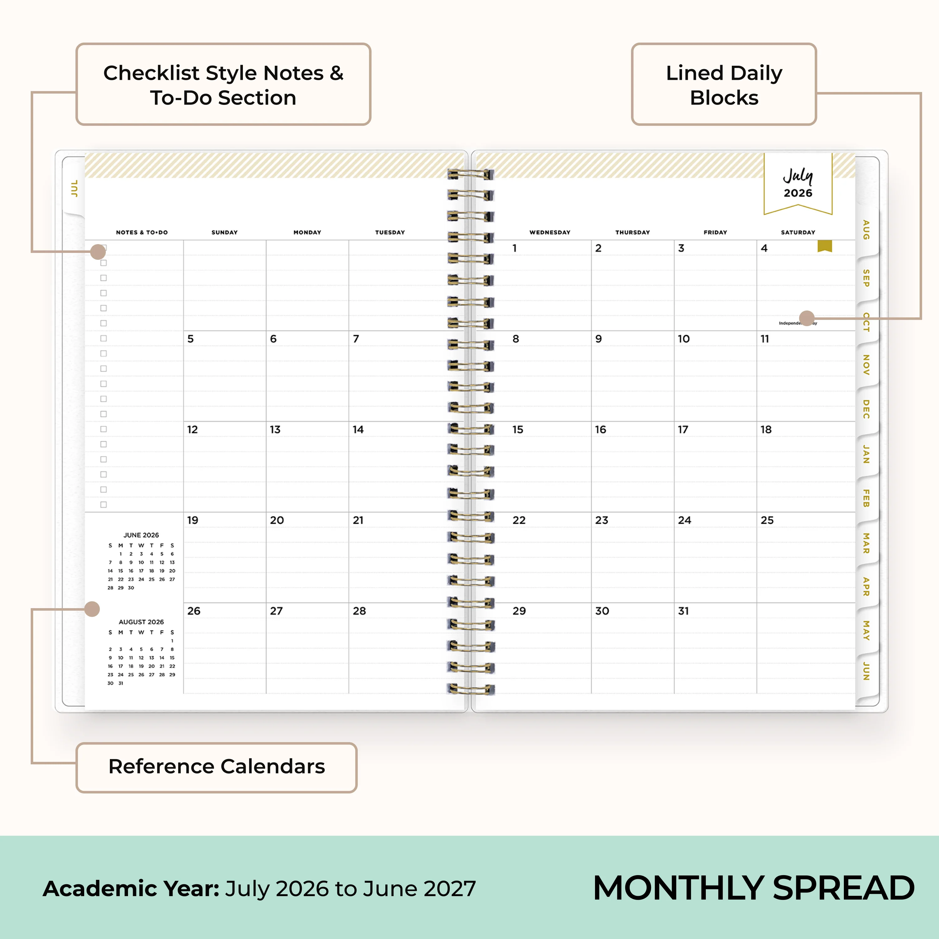 Climbing Floral Mint 2026-2027 Weekly Planner Notes 5.875x8.625 Day Designer Planning Calendar - Image 4