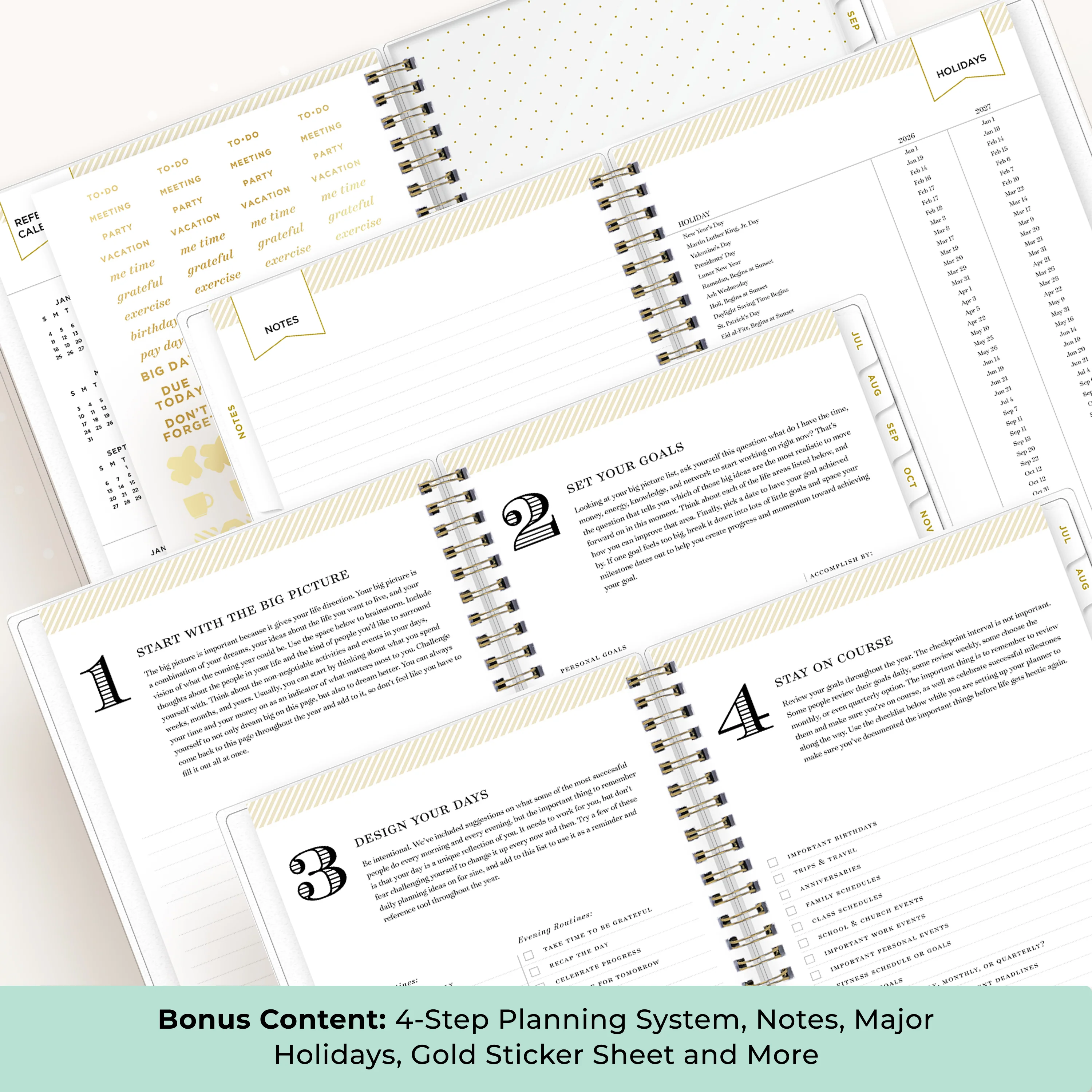 Climbing Floral Mint 2026-2027 Weekly Planner Notes 5.875x8.625 Day Designer Planning Calendar - Image 6
