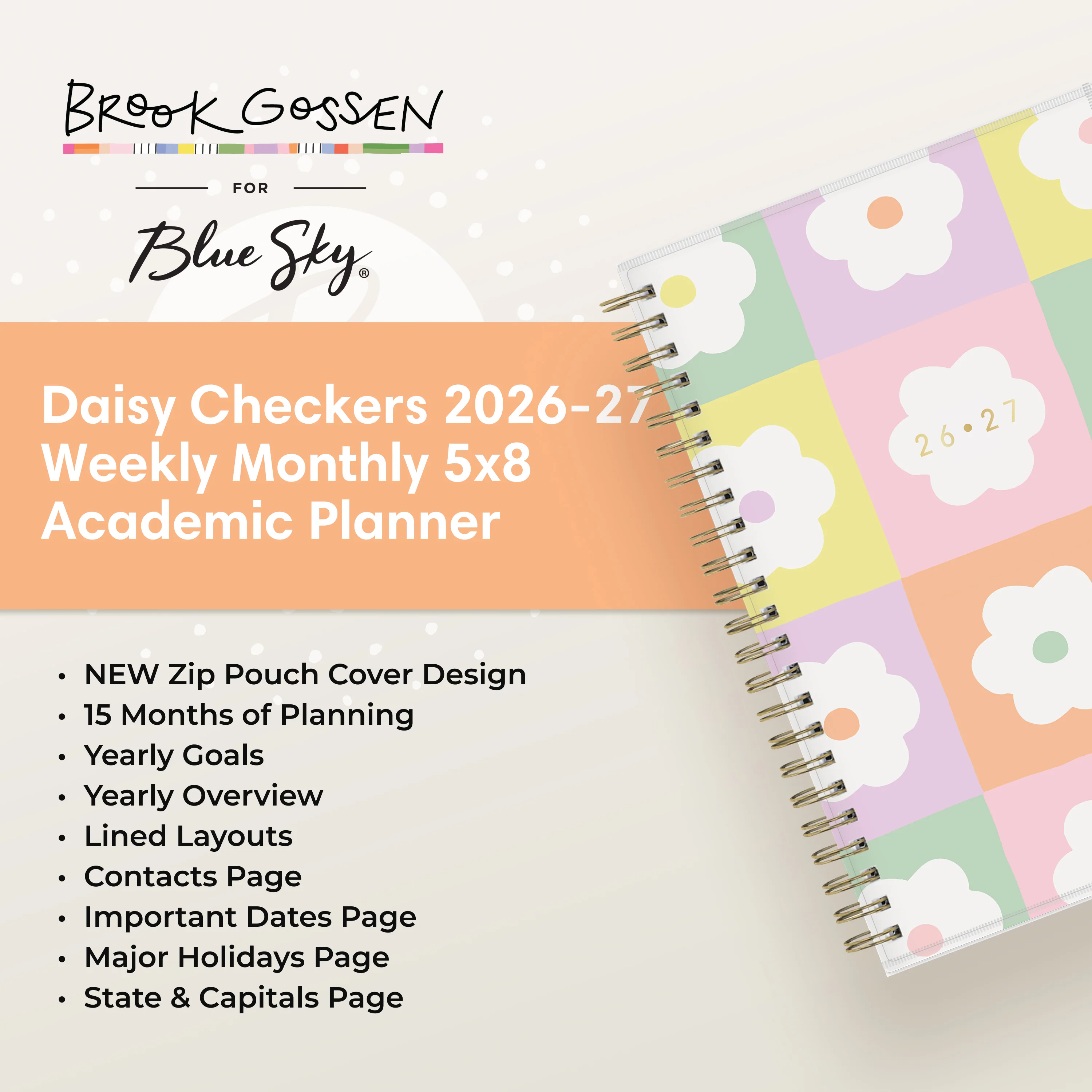 Daisy Check 2026-2027 Weekly 5x8 15-Month Planning Calendar - Brook Gossen - Image 5