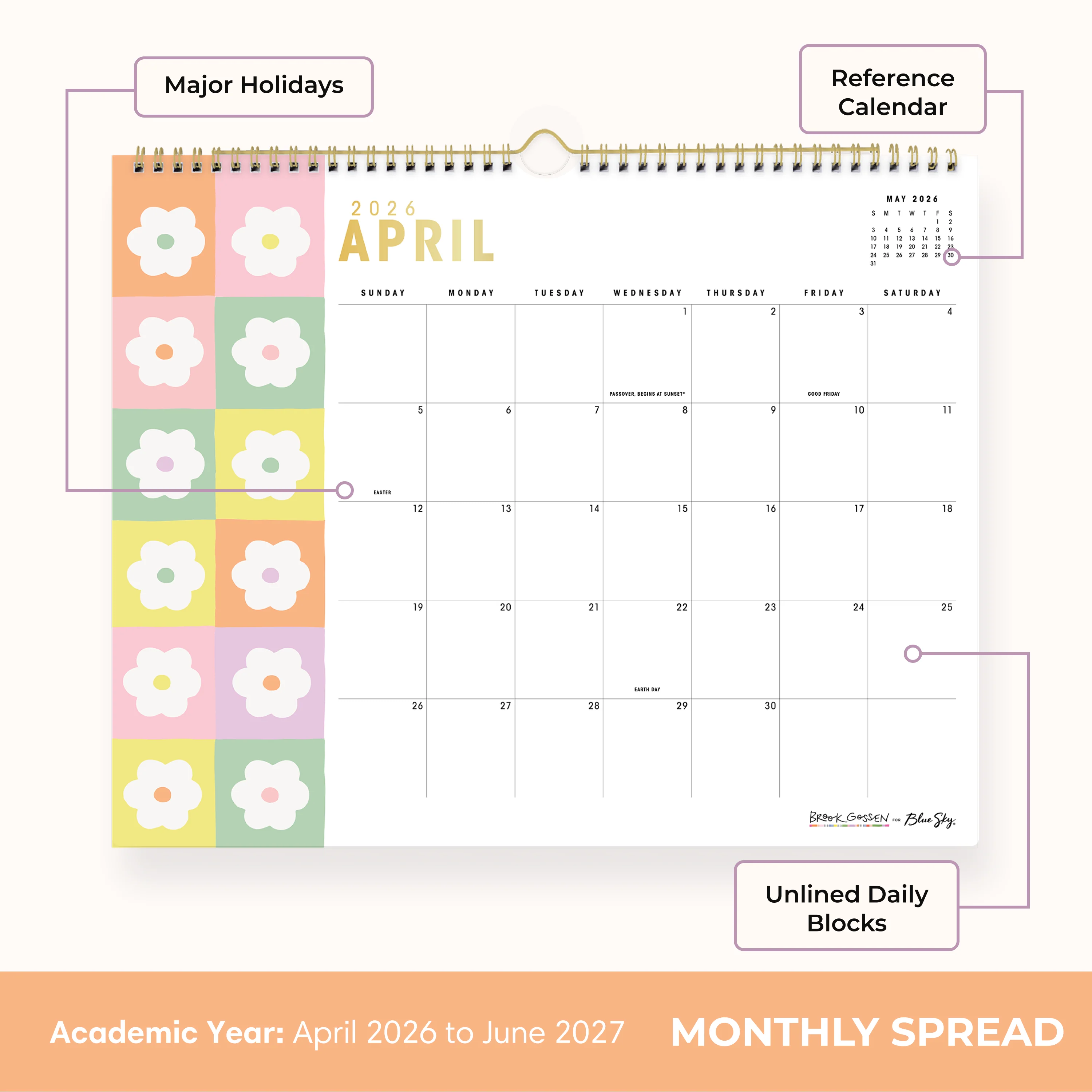 Daisy Check 2026-2027 Wall Calendar 15x12 - Brook Gossen 15-Months - Image 3