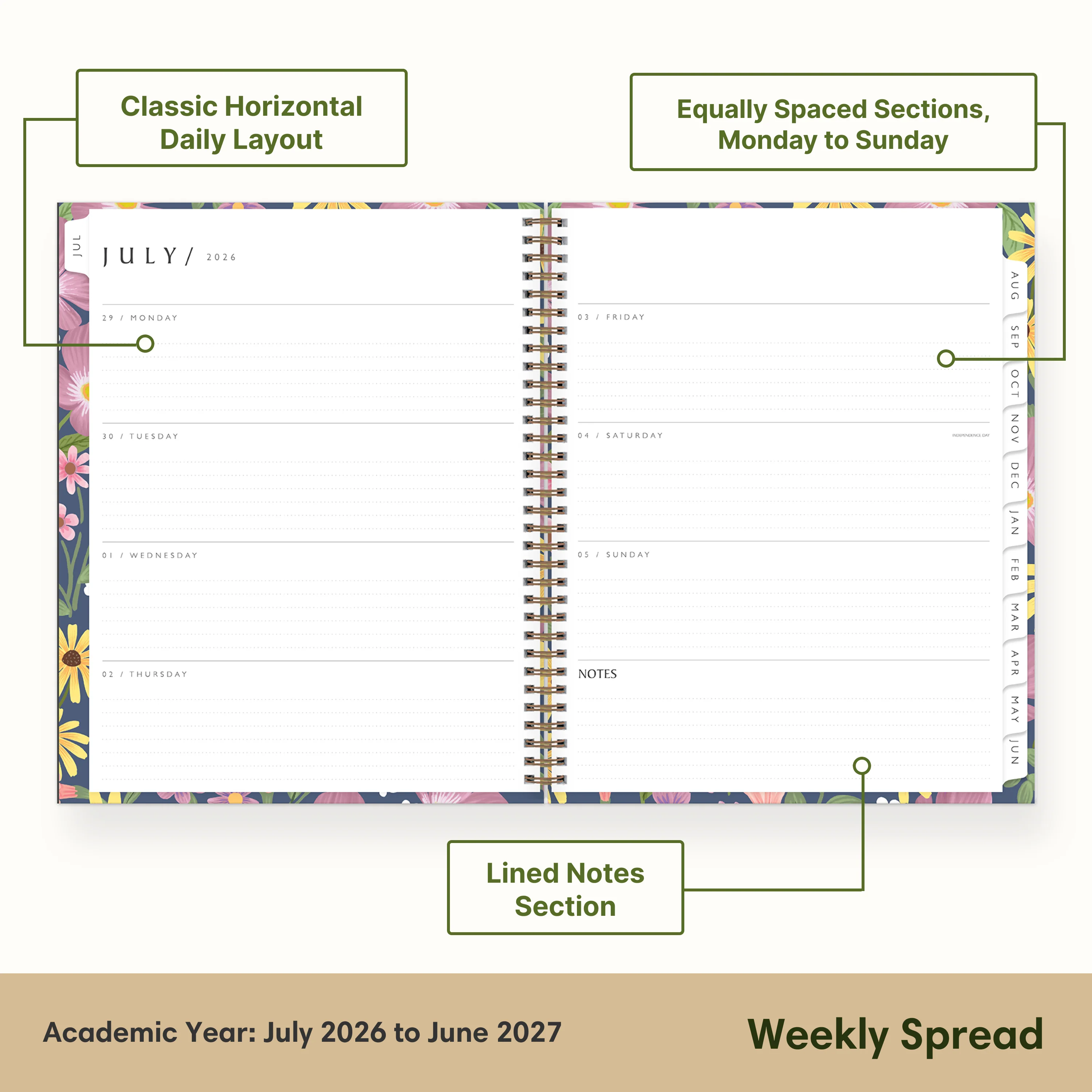 Gail 2026-2027 Weekly and Monthly 8.5x11 Planning Calendar - Blue Sky Green Earth - Image 3