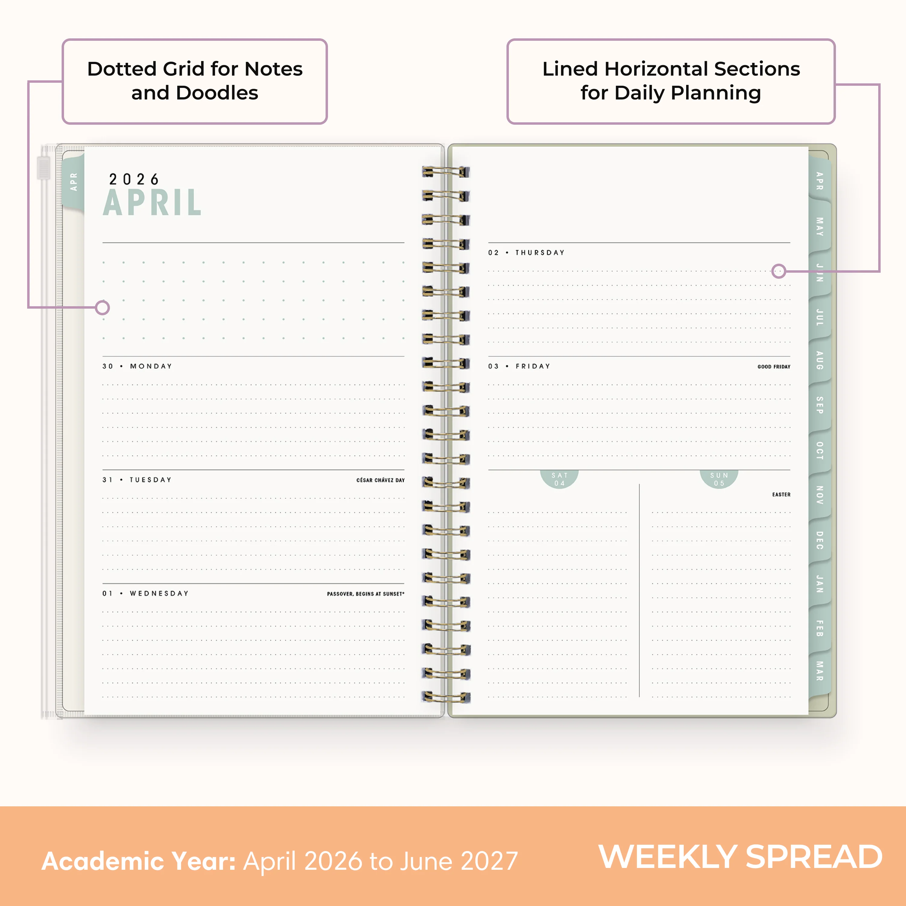 Green Check 2026-2027 Weekly 5x8 15-Month Planning Calendar - Brook Gossen - Image 3