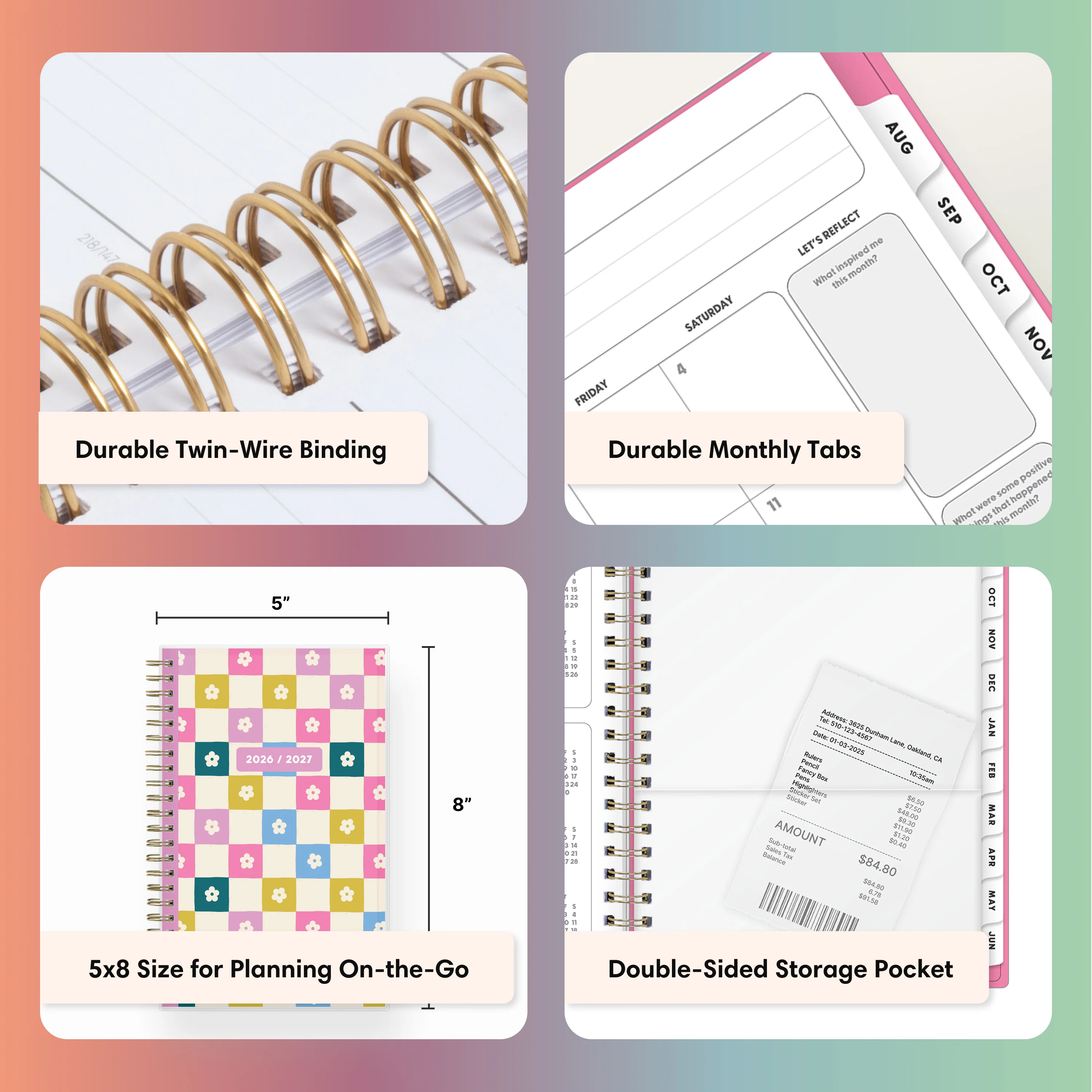 Mayla 2026-2027 Weekly Monthly 5x8 Planning Calendar - Interchangeable Covers - Image 7