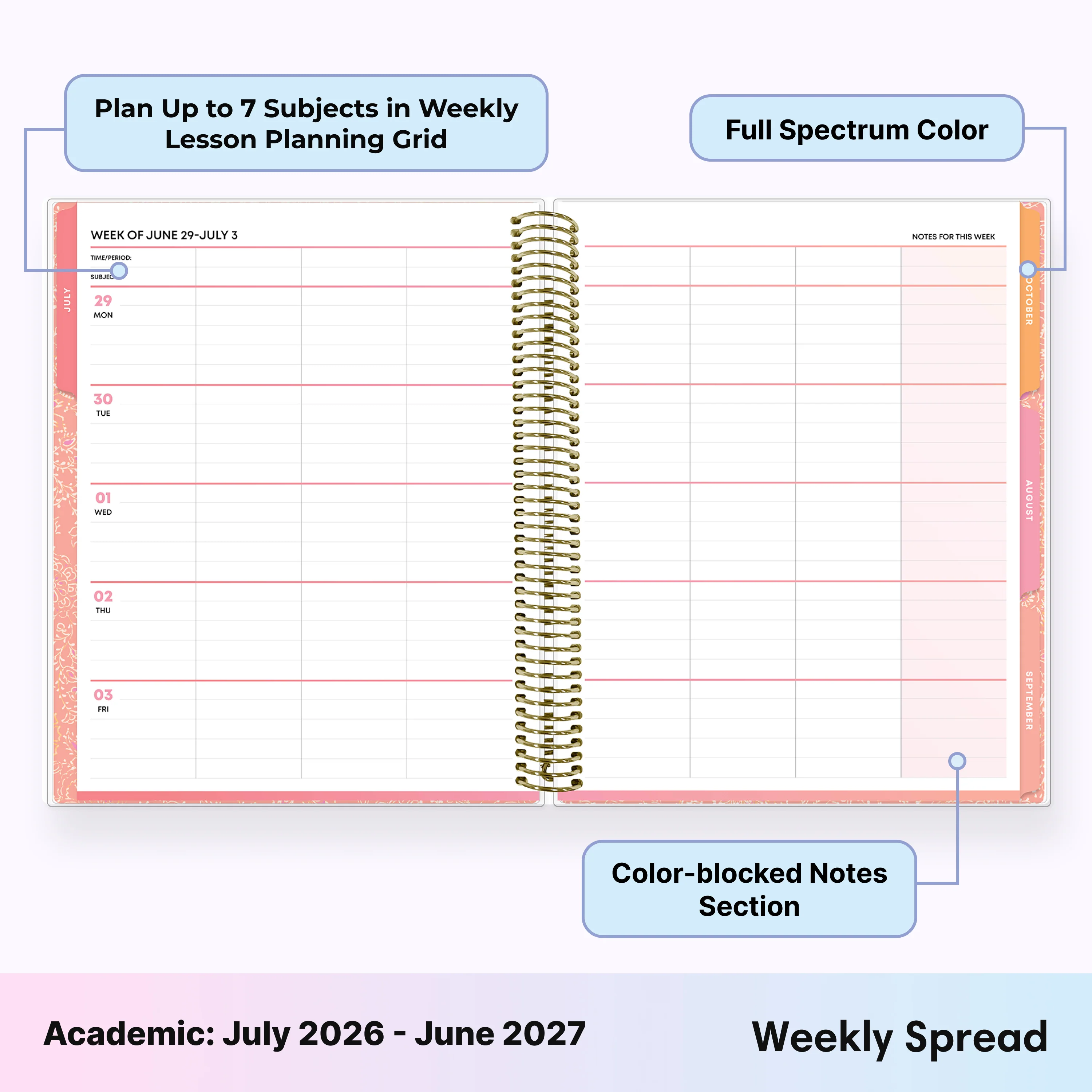 Meilani 2026-2027 Weekly and Monthly 8.5x11 Teacher Lesson Planner - TeachWell® - Image 3
