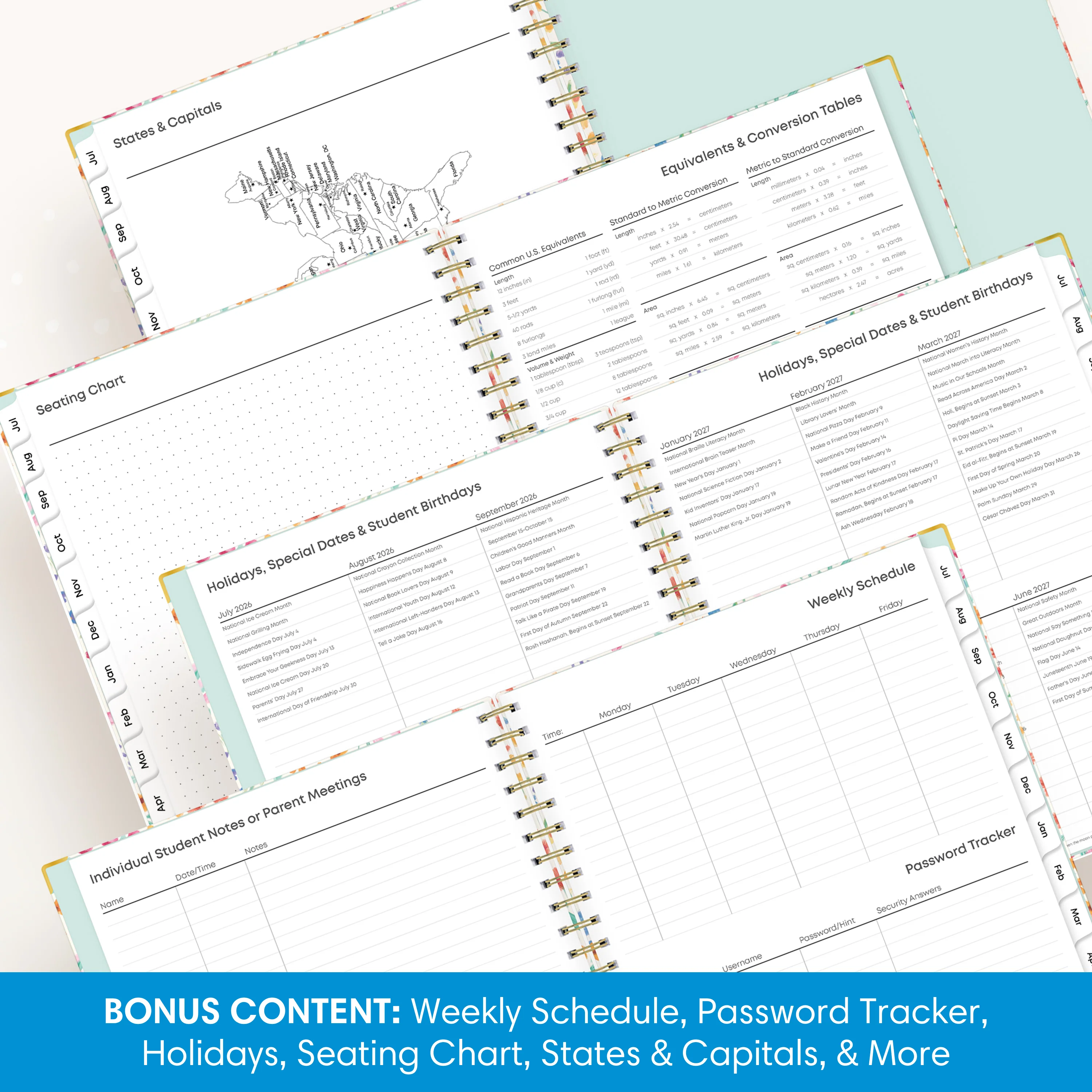 Miah 2026-2027 Weekly 8.5x11 Teacher Lesson Planner w/ Clip - Image 6