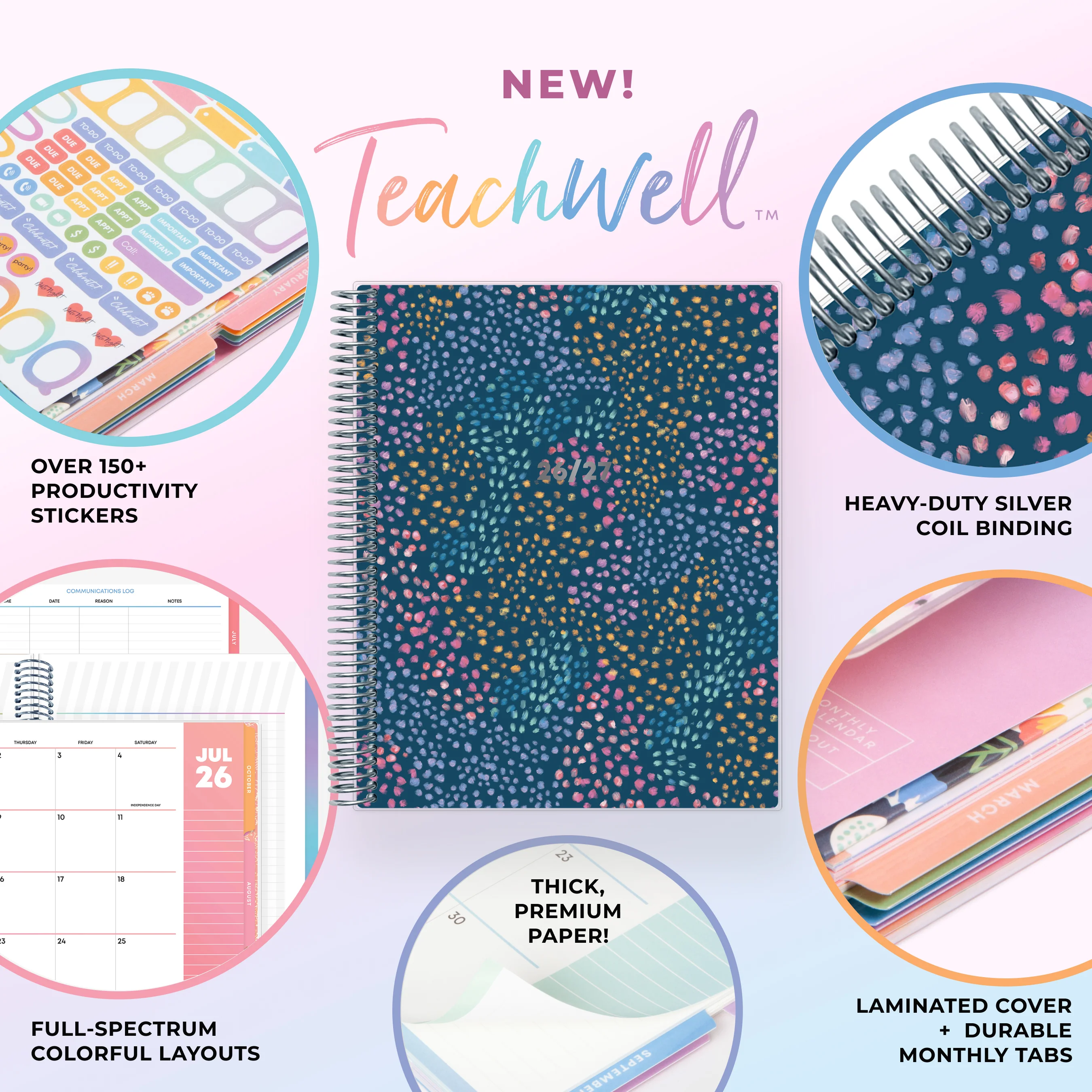 Mikki Navy 2026-2027 Weekly and Monthly 8.5x11 Teacher Lesson Planner - TeachWell® - Image 6