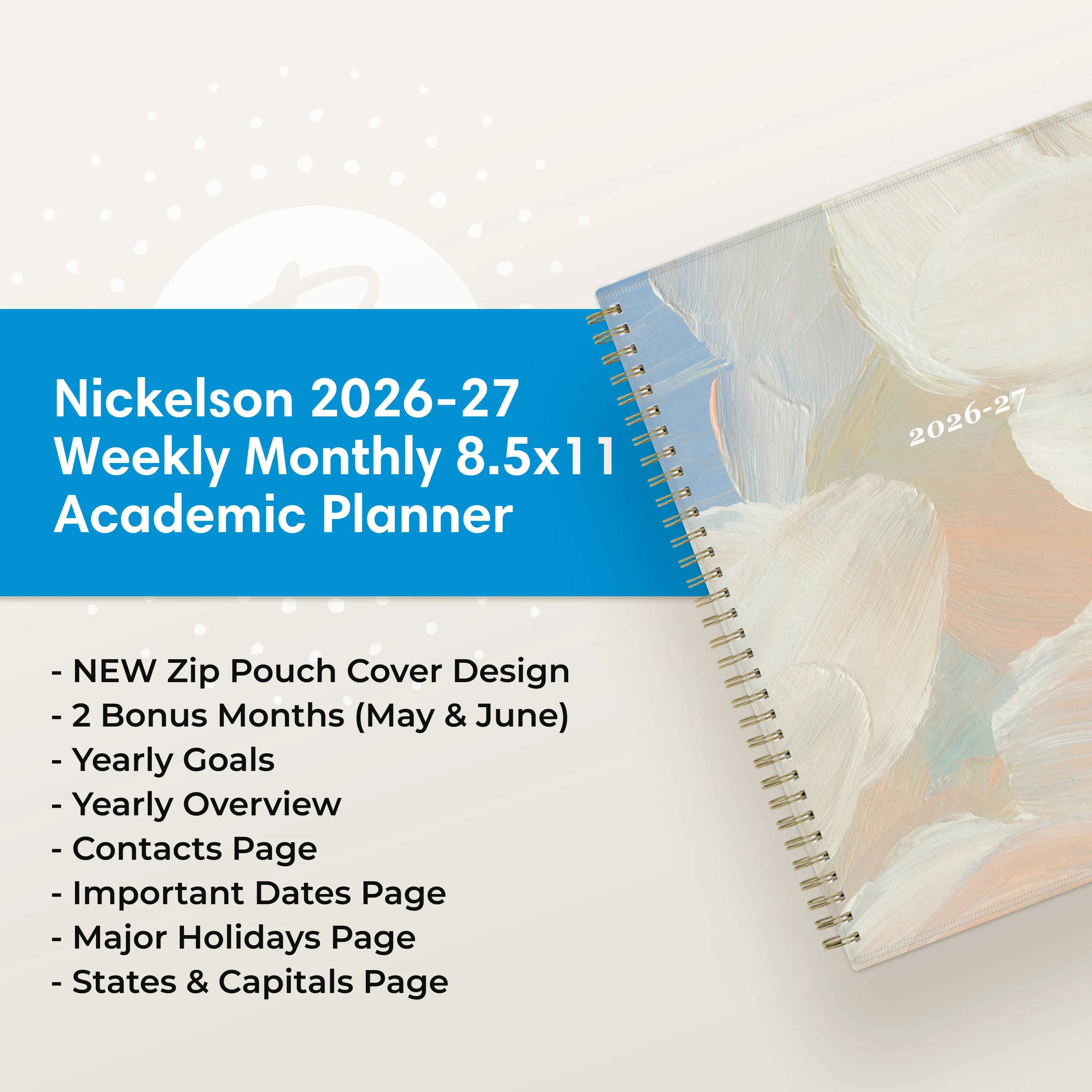 Nickelson 2026-2027 Weekly Monthly 8.5x11 Planning Calendar - Image 5