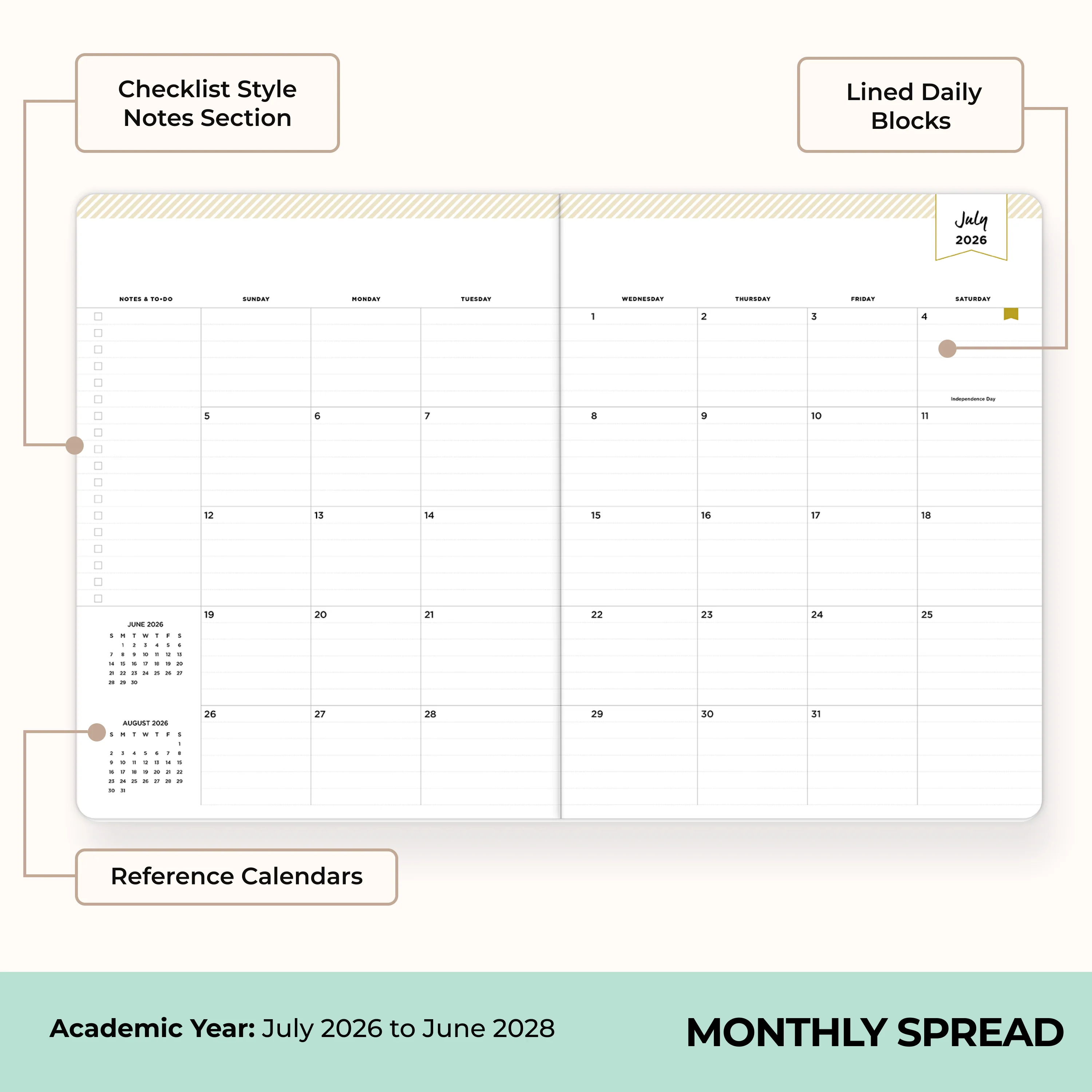 Orange Blossom Mint 2026-2027 24-Month 8.5x11 Day Designer for Blue Sky Planning Calendar - Image 3