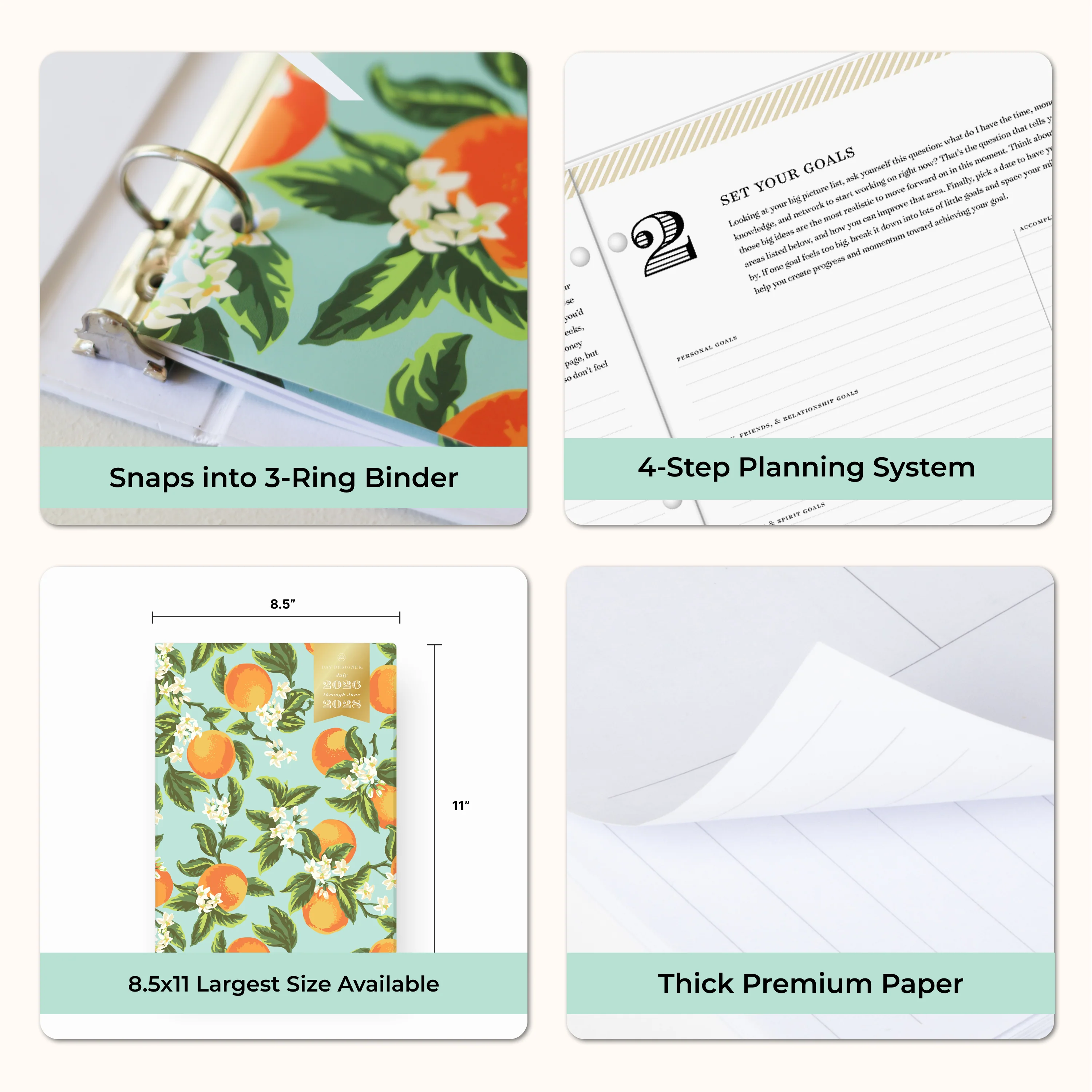 Orange Blossom Mint 2026-2027 24-Month 8.5x11 Day Designer for Blue Sky Planning Calendar - Image 6