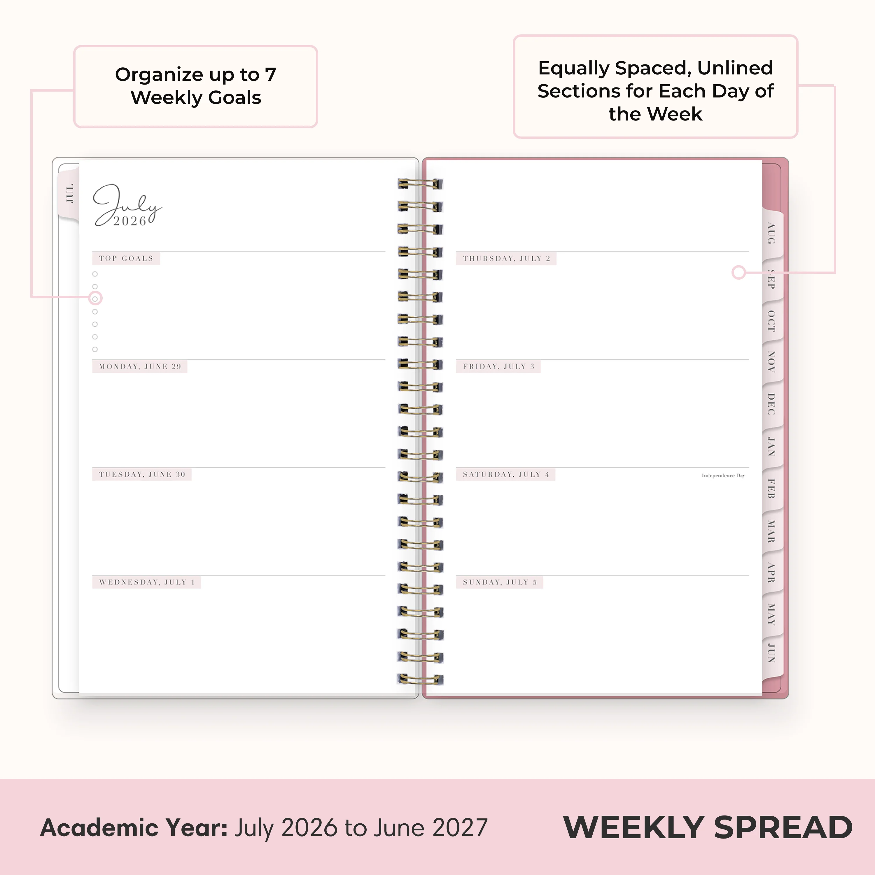 Peony 2026-2027 Weekly Monthly 5x8 Rach Parcell for Blue Sky Planning Calendar - Image 3
