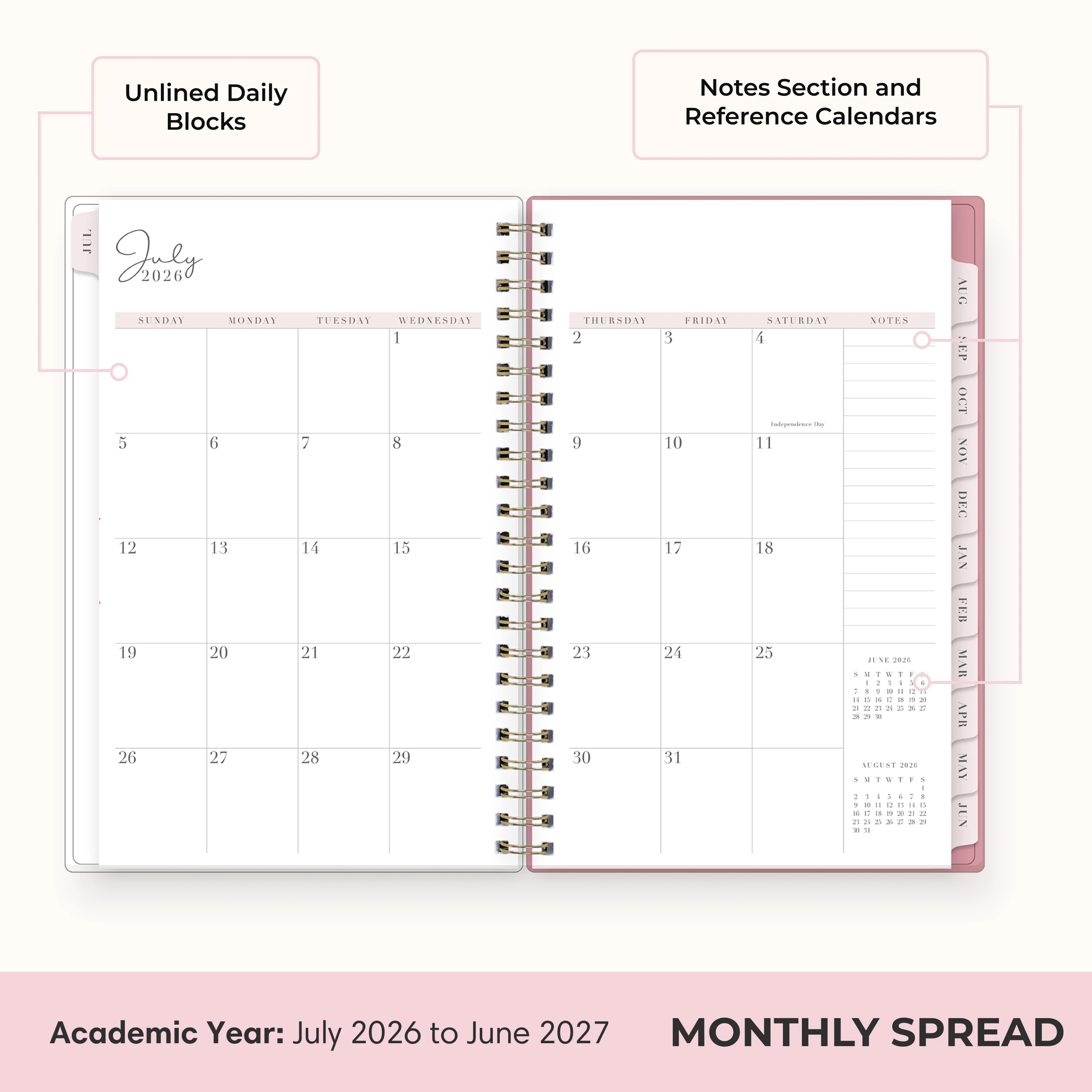 Peony 2026-2027 Weekly Monthly 5x8 Rach Parcell for Blue Sky Planning Calendar - Image 4