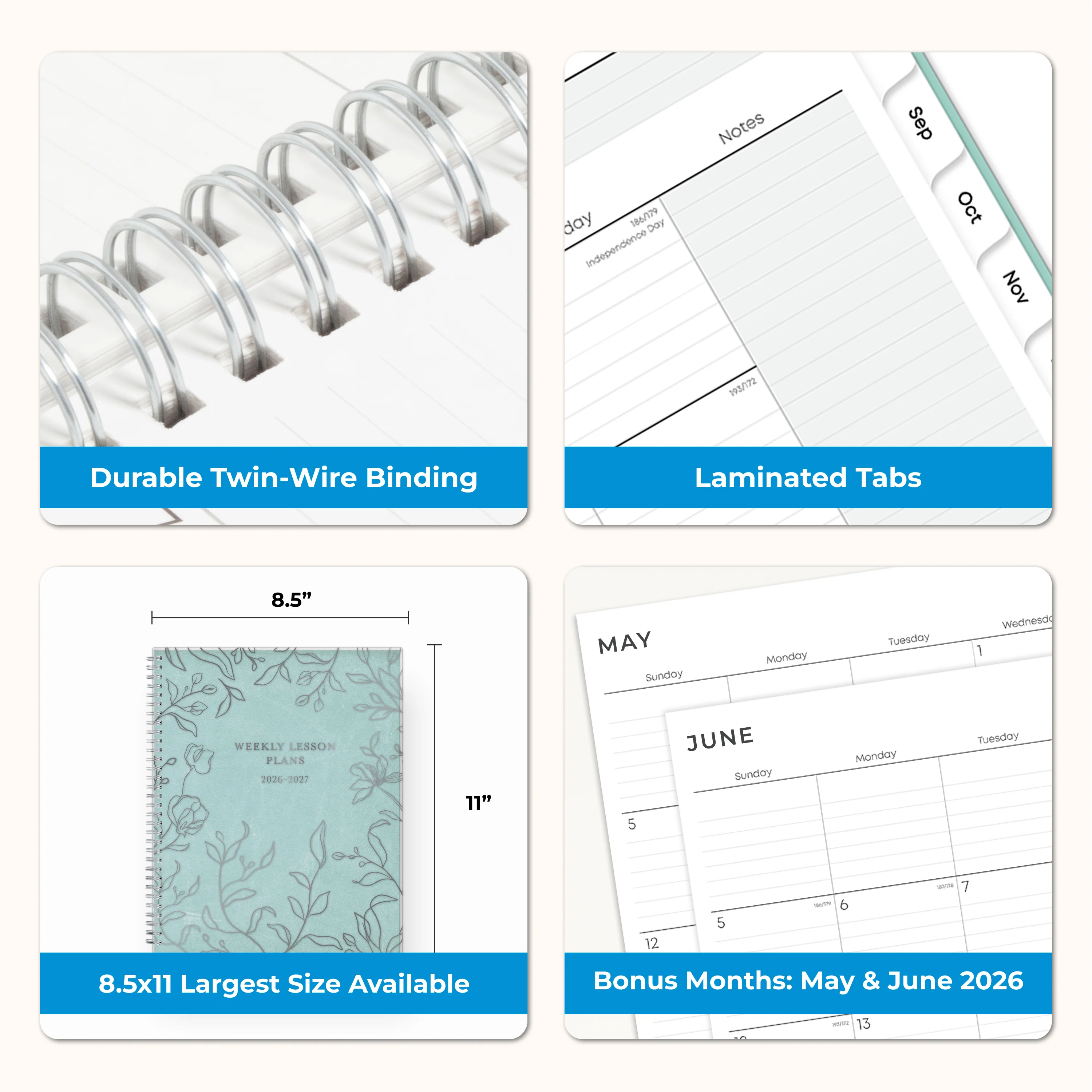 Prairie Aqua 2026-2027 Weekly 8.5x11 Teacher Lesson Planner - Image 7