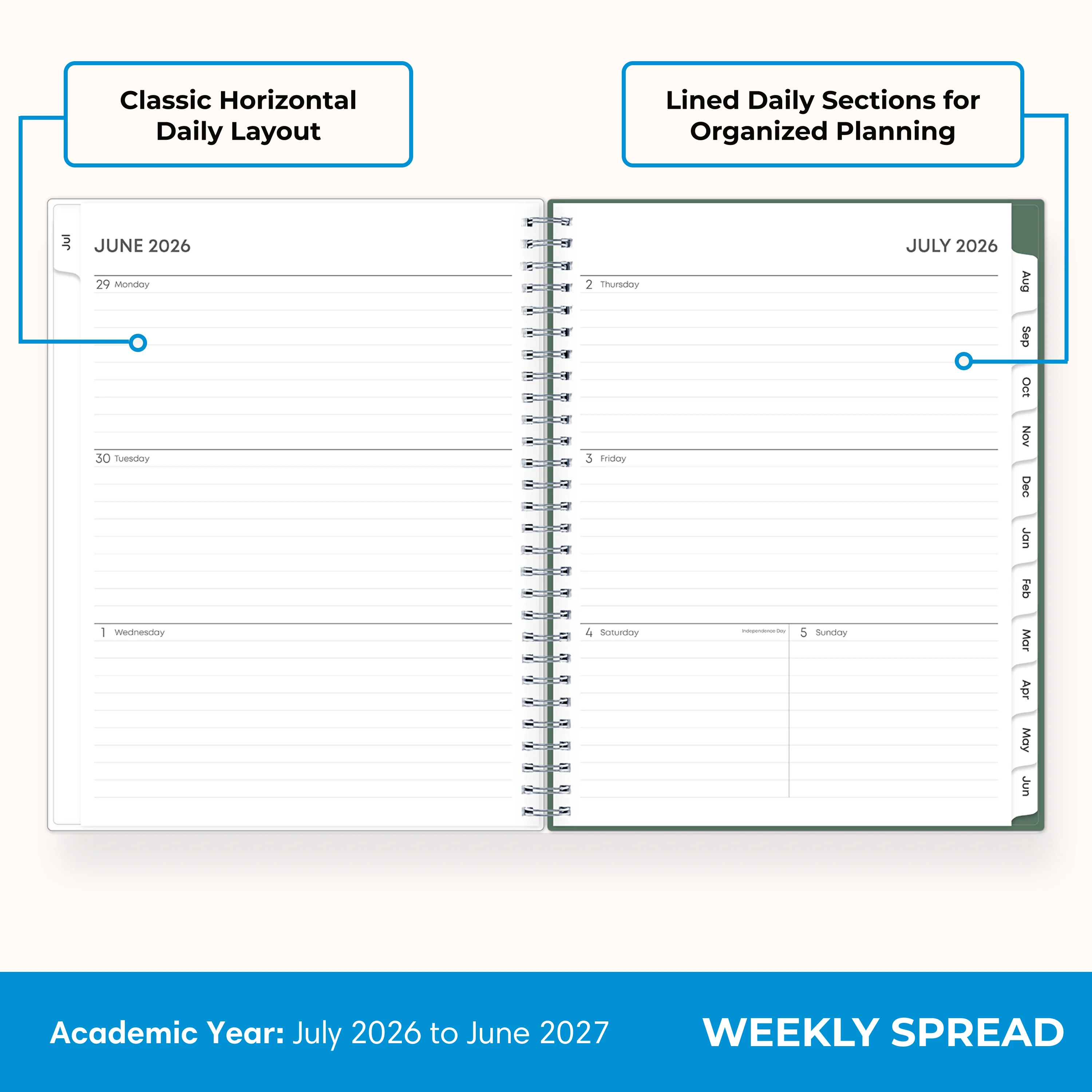 Seychelle 2026-2027 Weekly Monthly 8x10.875 Planning Calendar - Image 3