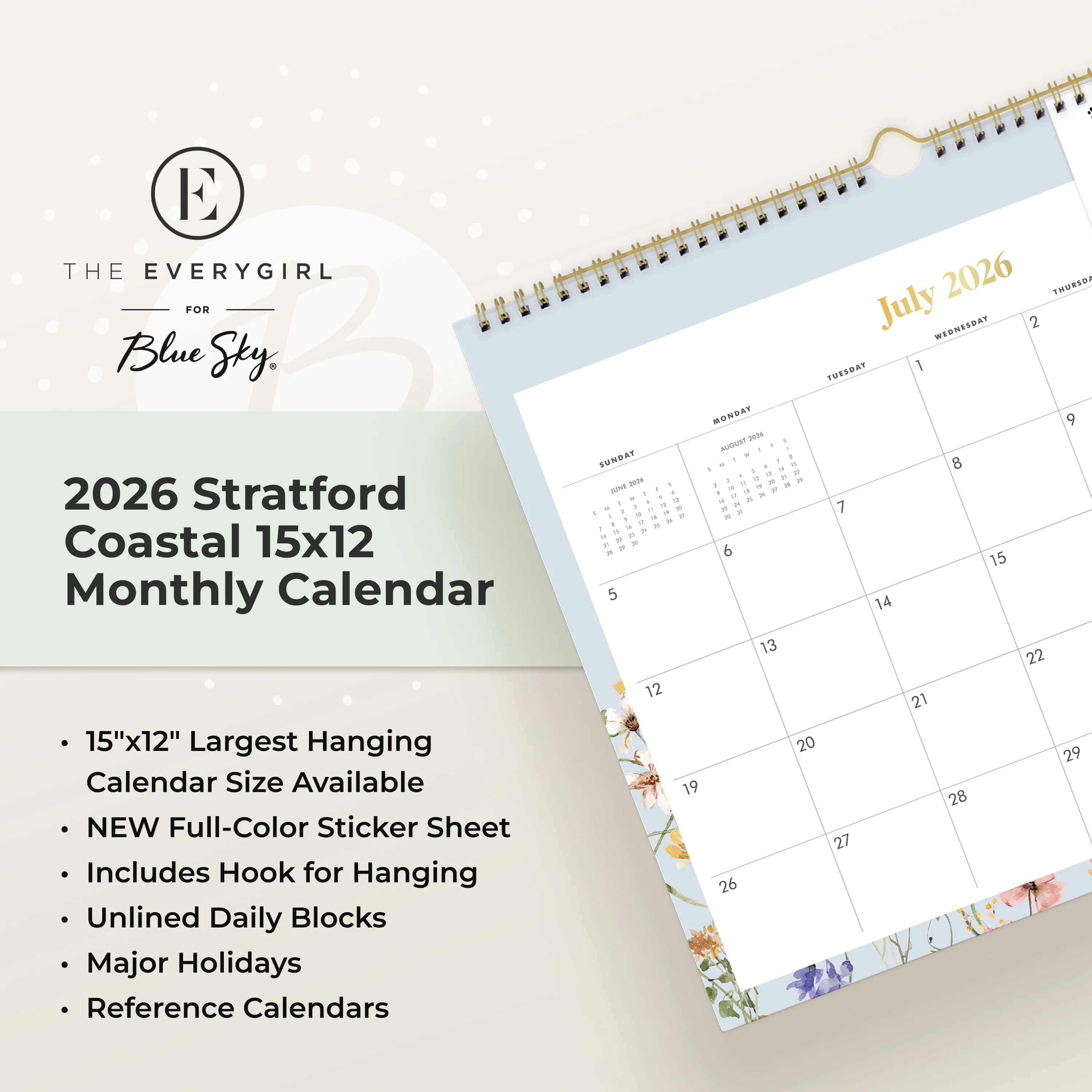 Stratford Coastal 2026-2027 Wall Calendar 15x12 - The Everygirl - Image 4