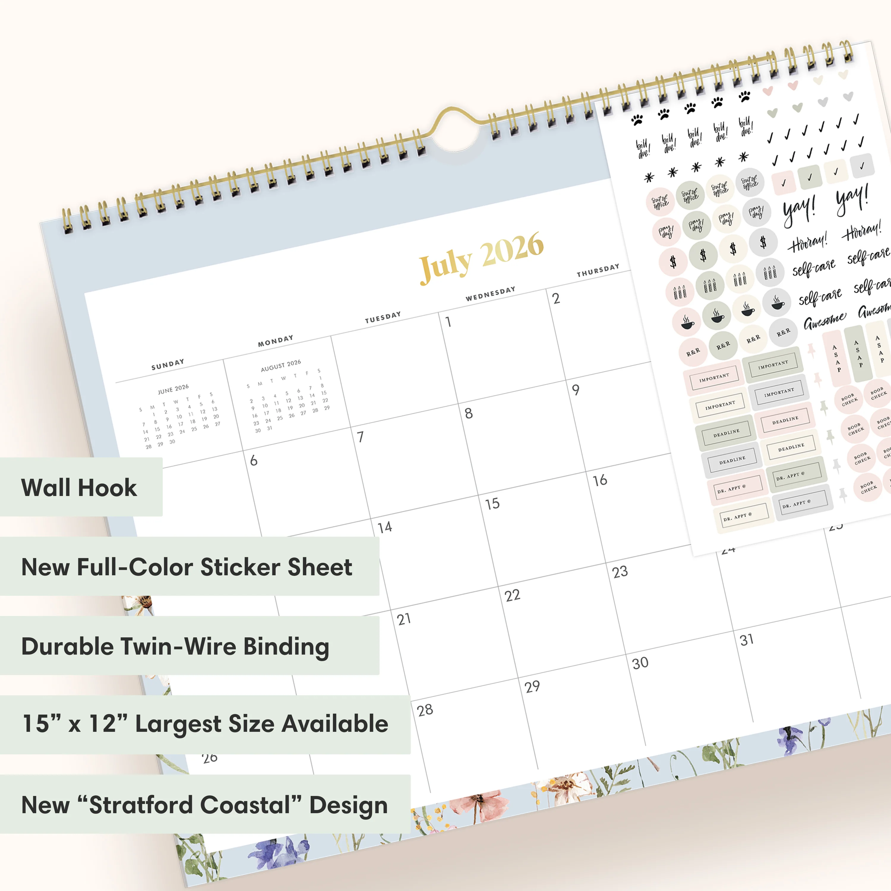 Stratford Coastal 2026-2027 Wall Calendar 15x12 - The Everygirl - Image 5