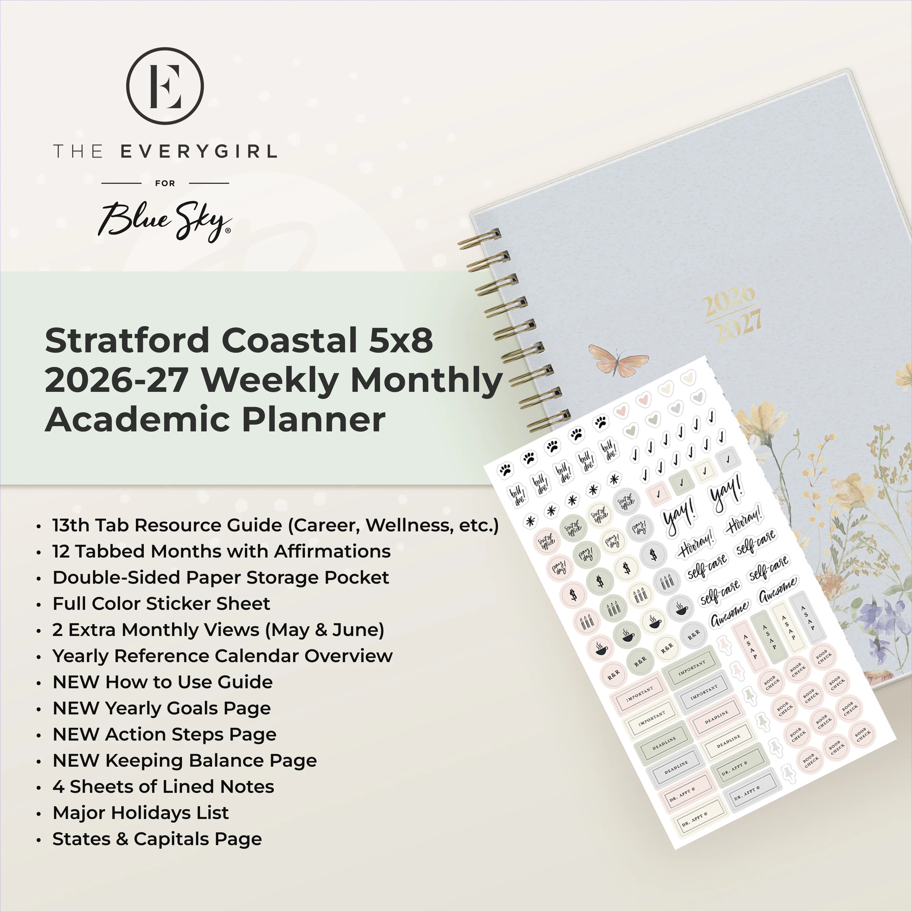 Stratford Coastal 2026-2027 Weekly Monthly 5x8 Planning Calendar - The Everygirl - Image 5