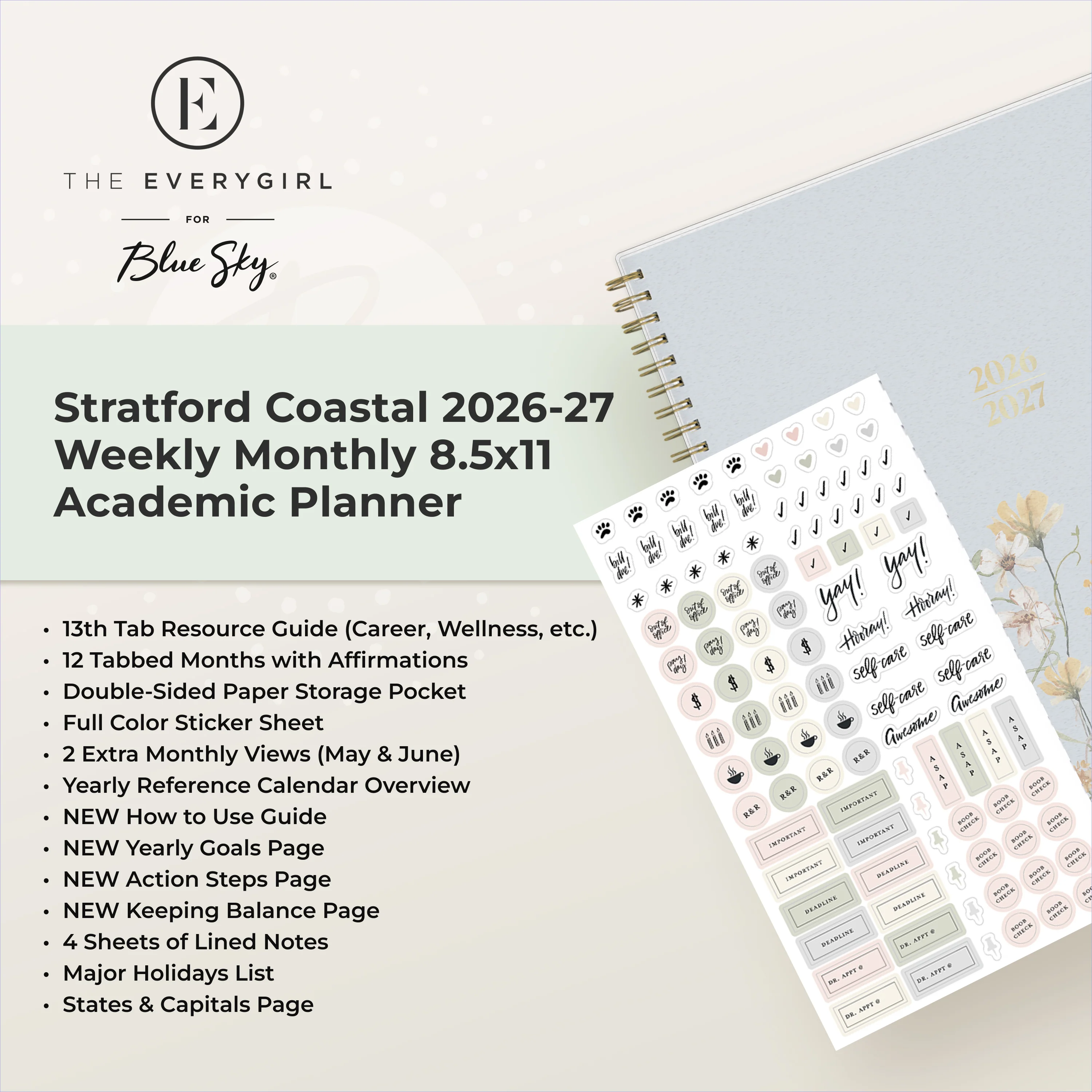 Stratford Coastal 2026-2027 Weekly Monthly 8.5x11 Planning Calendar - The Everygirl - Image 5